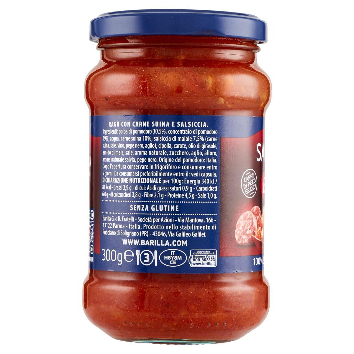 Sugo Ragù Salsiccia Condimento per Pasta, Fertig Soße mit 100% italienischer Wurst, 6x 300g + Italian Gourmet polpa 400g