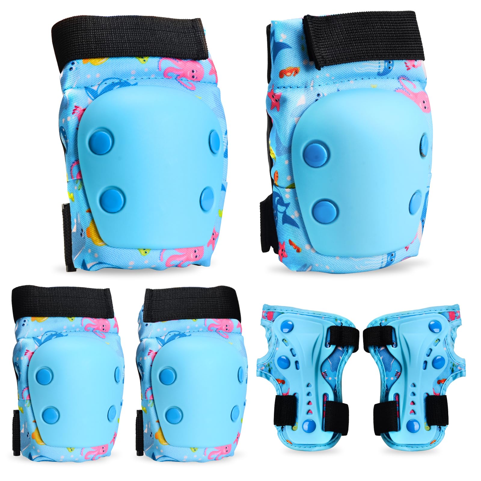 TranRantic Kit Protection Roller Enfant 6 En 1 - Genouillères Coudières Protège-Poignets Bleu