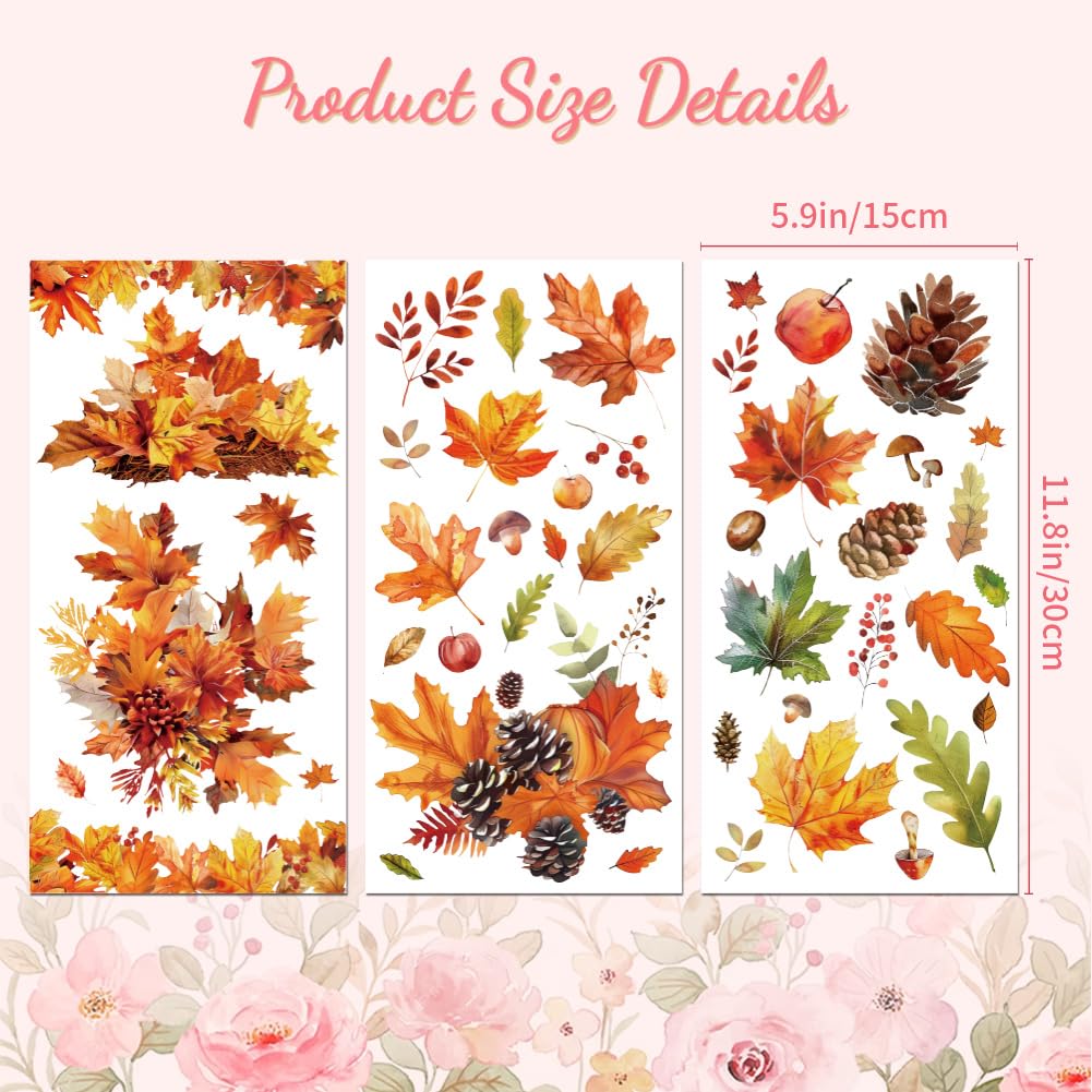 Peacoblue Rub on Transfer Decals for Furniture Crafts Autumn Fall Leaves 6"x12" - Image 2