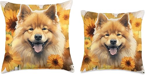 Miniatura 3 de Chow Dog - Almohada con diseño de girasol, 18 x 18 pulgadas, multicolor