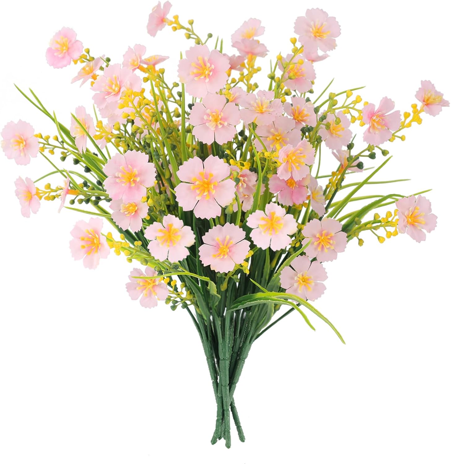 MACTING 6 Bundles Artificial Outdoor Flowers UV Resistant No Fade Flowers Spring Fake Plastic Flowers for Indoor Outside Planters Garden Porch Yard Window Home Decorations(Pink) Pink 6PCS