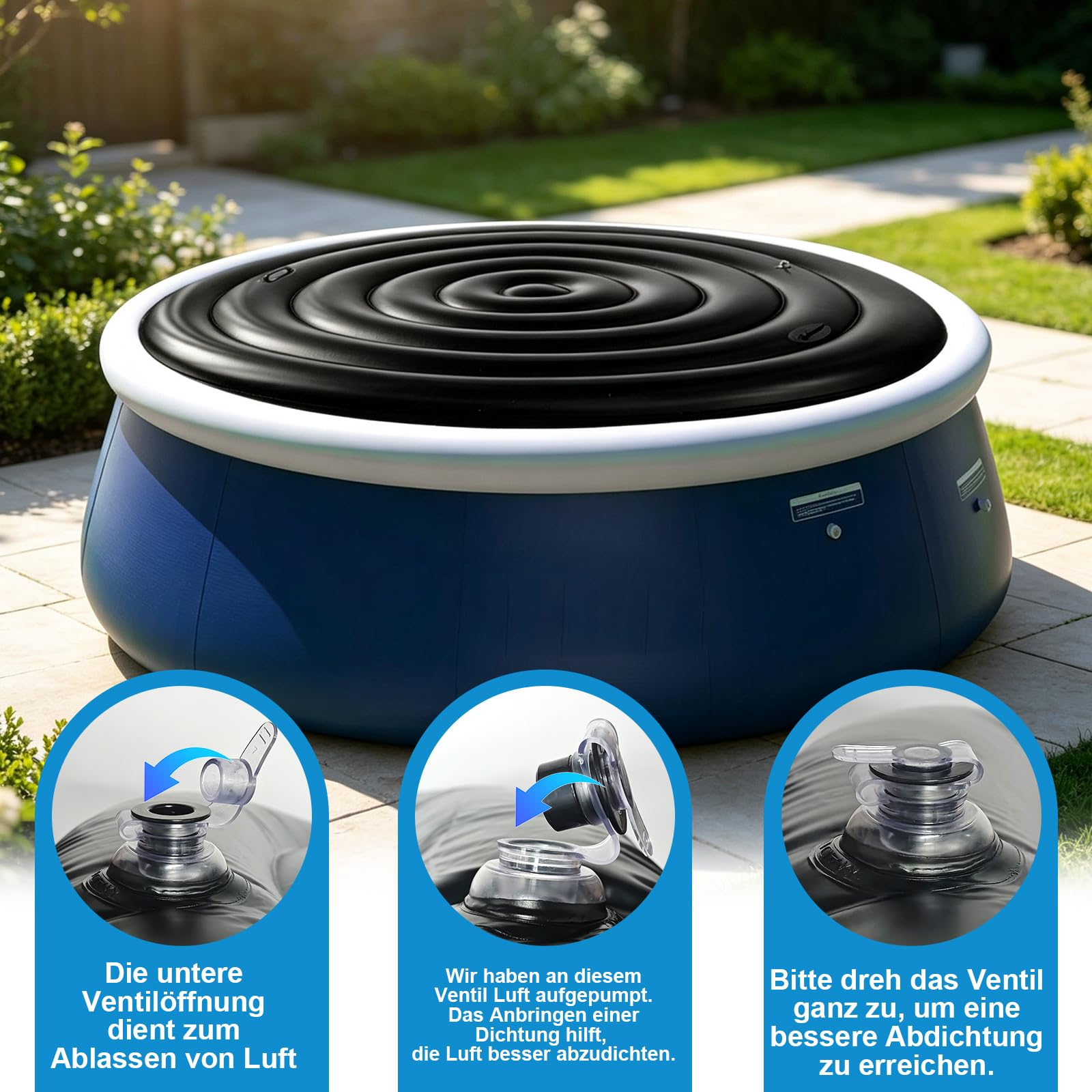 165 cm hinchable cubierta redonda térmica de bajo consumo con asas, resistente a la lluvia, resistente al viento, fácil de poner y quitar, cubierta de piscina para exteriores e Intex Whirlpools