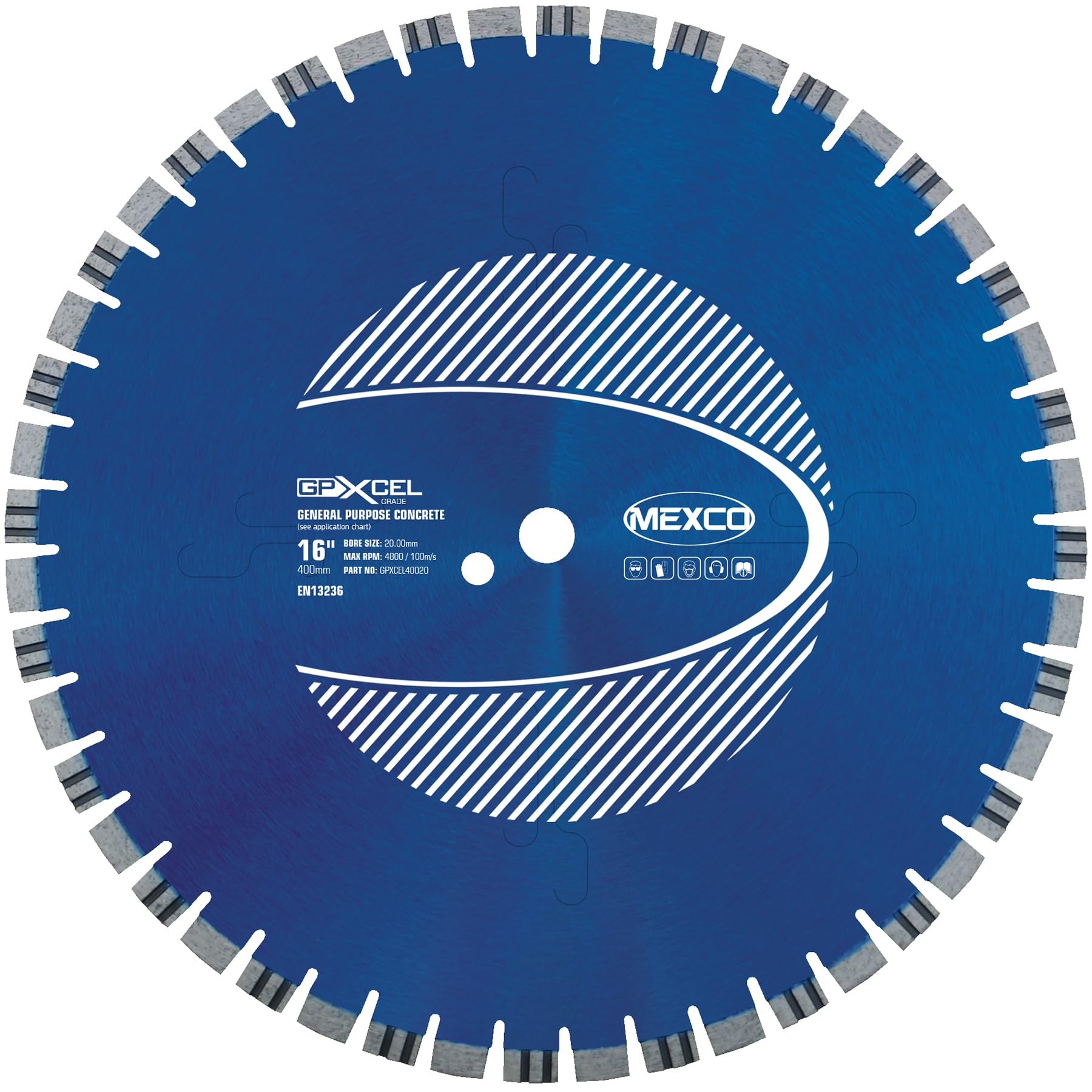 Mexco GPX90 General Purpose Diamond Blade, High-Performance Cutting Disc for Non-Abrasive Concrete Materials – 400mm, 10mm Segment Height, 20mm Bore