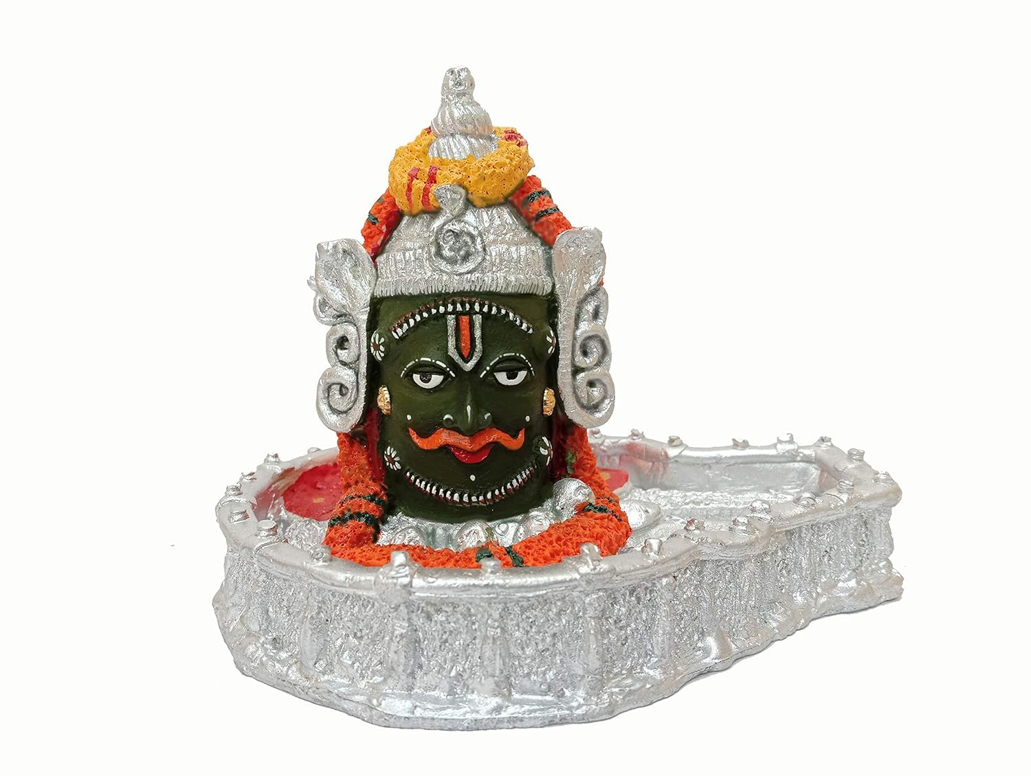 YoshivaYoshiva Ceramic Handcraft Shri Mahakal Baba Idol for Gift, Puja and Car Dashboard (Silver)