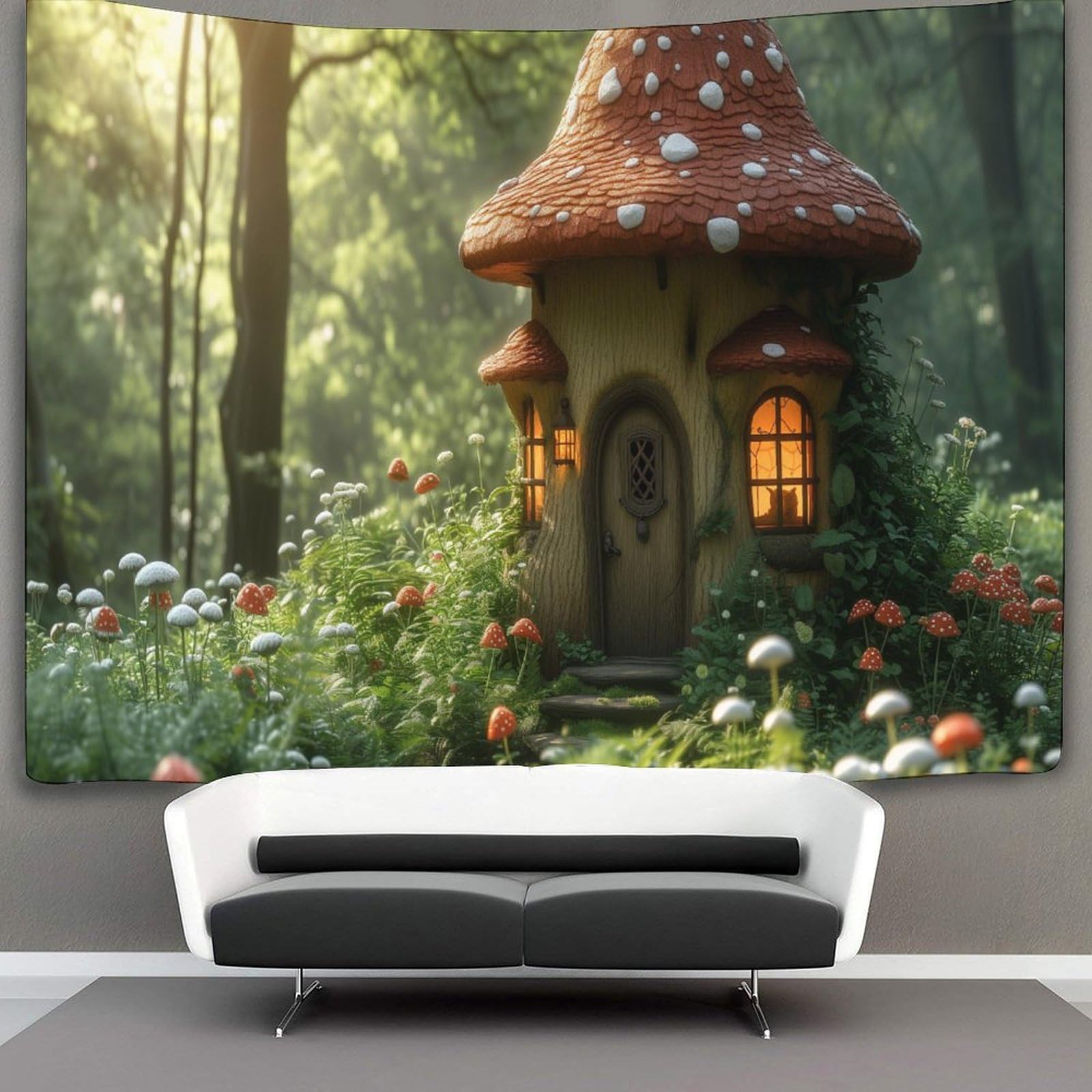 kaiyun 130cmx150cm Tapestry Jungle Cabins Tapestries Bio Buildings 3D Printing Wall Hanging Home Decorations