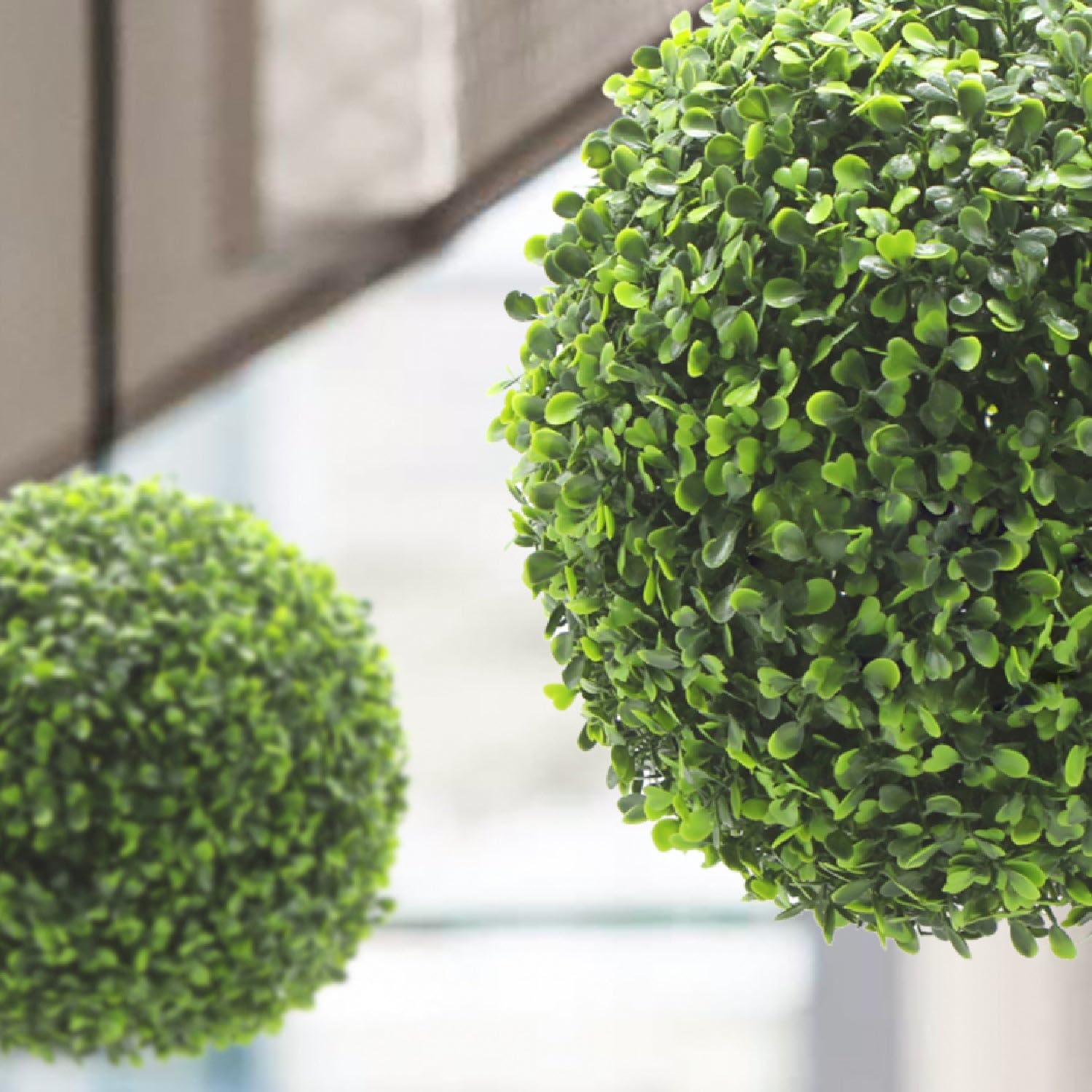 BONERVA Pack 2 Bolas BOJ Artificial Grande Arbusto Artificial para decoración y paisajismo | 36 cm diámetro | Bola Boj diseño estético para Decorar hogar o jardín