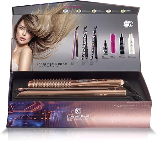 Miniatura 3 de Royale Platinum Genius Heating Element Plancha Plana de Lujo Cerámica Turmalina 2 en 1 Alisadorrizador de pelo (Dúo - Oro Rosa)