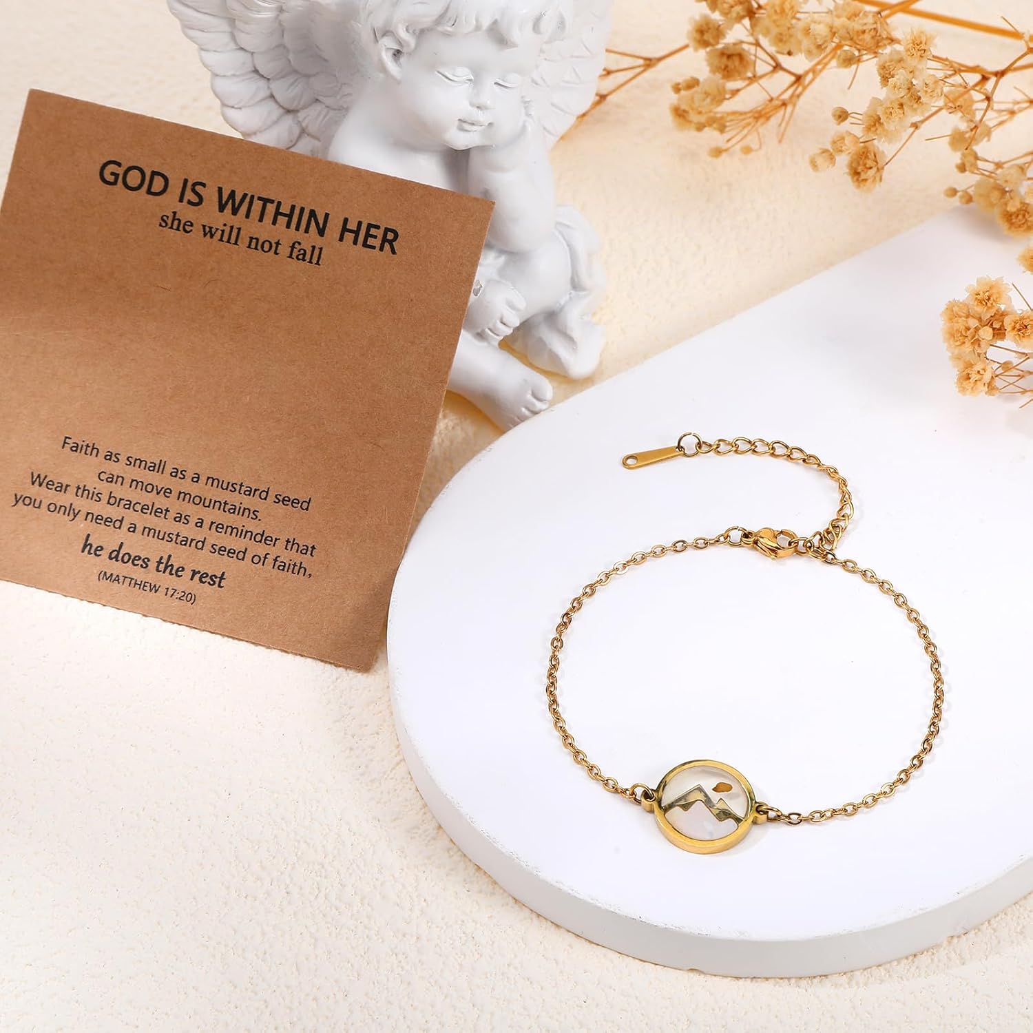 6 Pcs Mustard Seed Bracelet, Mustard Seed Gift, Golden Move Mountains Christian Bracelets for Women, Trendy Stuff for Catholic Christian Easter Christmas Birthday Graduation Gifts - Image 4