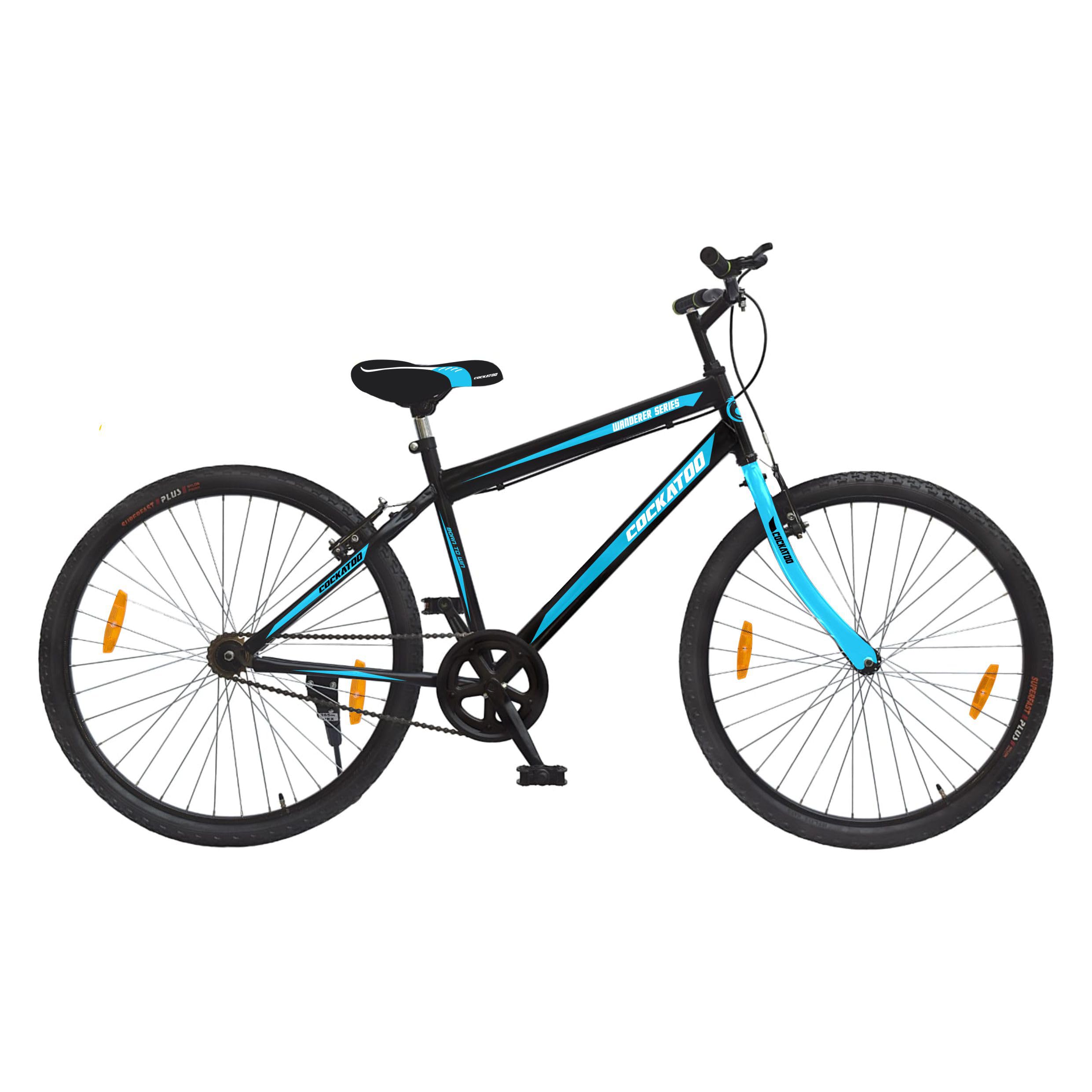 Cockatoo Wanderer Bicycle Without Gear Power Brake 26" T Road Cycle (Single Speed, Black & Green, Rigid)-image-16