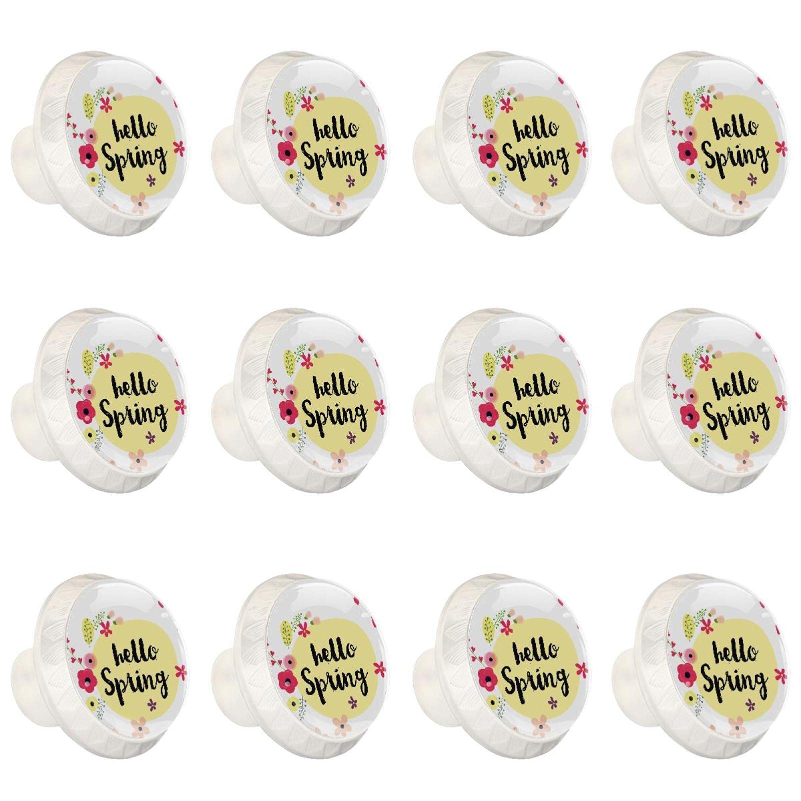 Boutons de cuisine ronds imprimés fleurs de printemps pour tiroirs lot de 12
