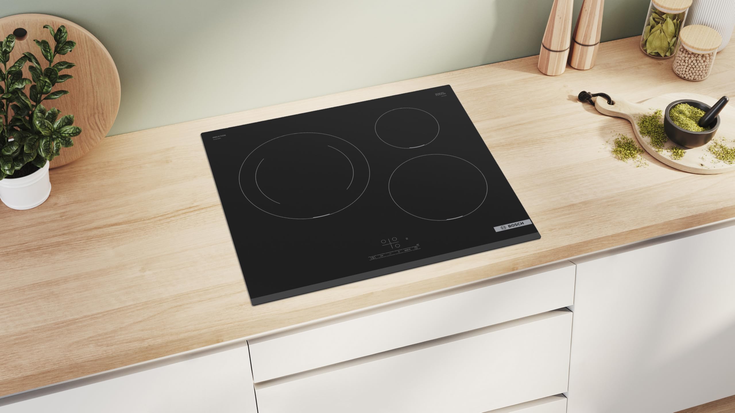 Bosch - Placa de inducción, 60 cm, 3 zonas, Zona de 28 cm Función Sprint, Negro, PUJ631BB5E — view 3
