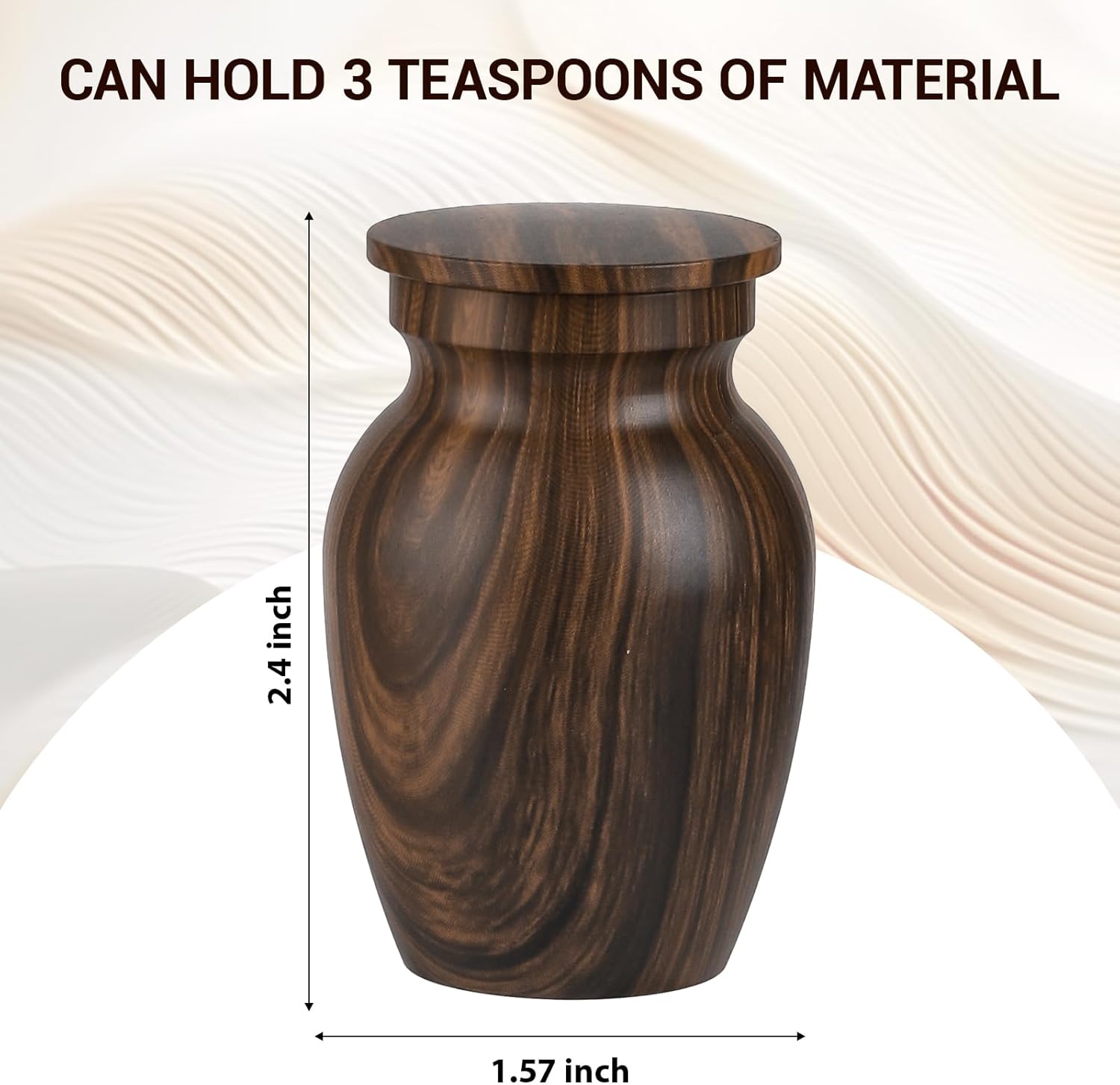 Small Urns for Human Ashes, Walnut Wood Grain Finish Metal Keepsake Mini Urn Set of 4, Handcrafted Sharing Memorial Decorative Urn - Recycled Cast Aluminum - Image 3