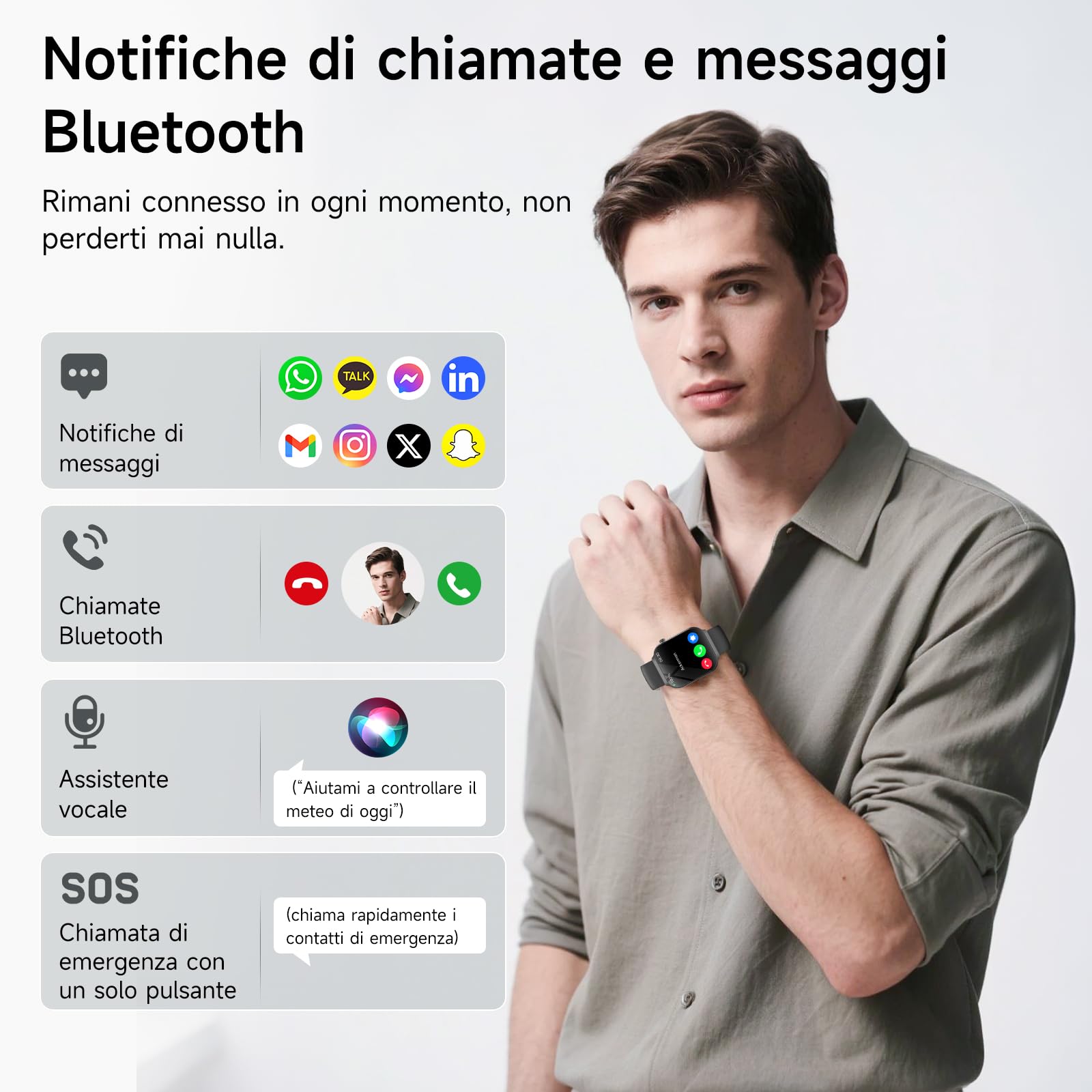2026 Nuovo Smartwatch con ECG, 2.2” Curvo Orologio Con Pressione Sanguigna/HRV/ SpO2/Acido Urico/Emozioni/Fatica/Sonno/Cardiofrequenzimetro Per Uomo Fitness Tracker,IP68 iOS Android