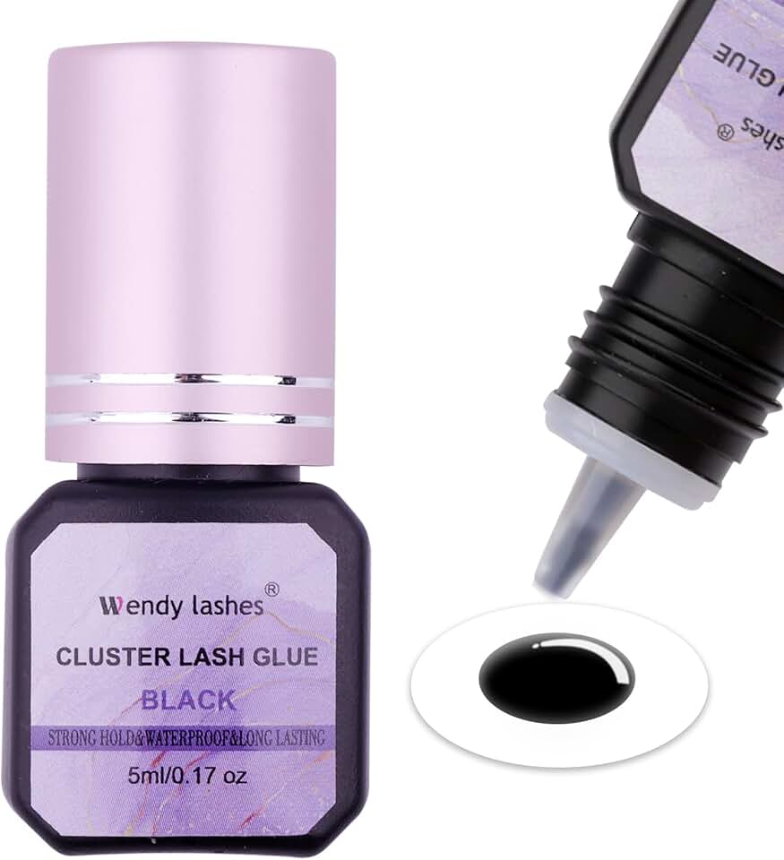 WENDY LASHES Cola Para Extensão De Cílios Caseira: Wendy, Para Uso Em Casa, Secagem Rápida Em 2-3 Segundos, Fixação Forte, Preta, 5Ml, Pacote Com 3 Unidades.