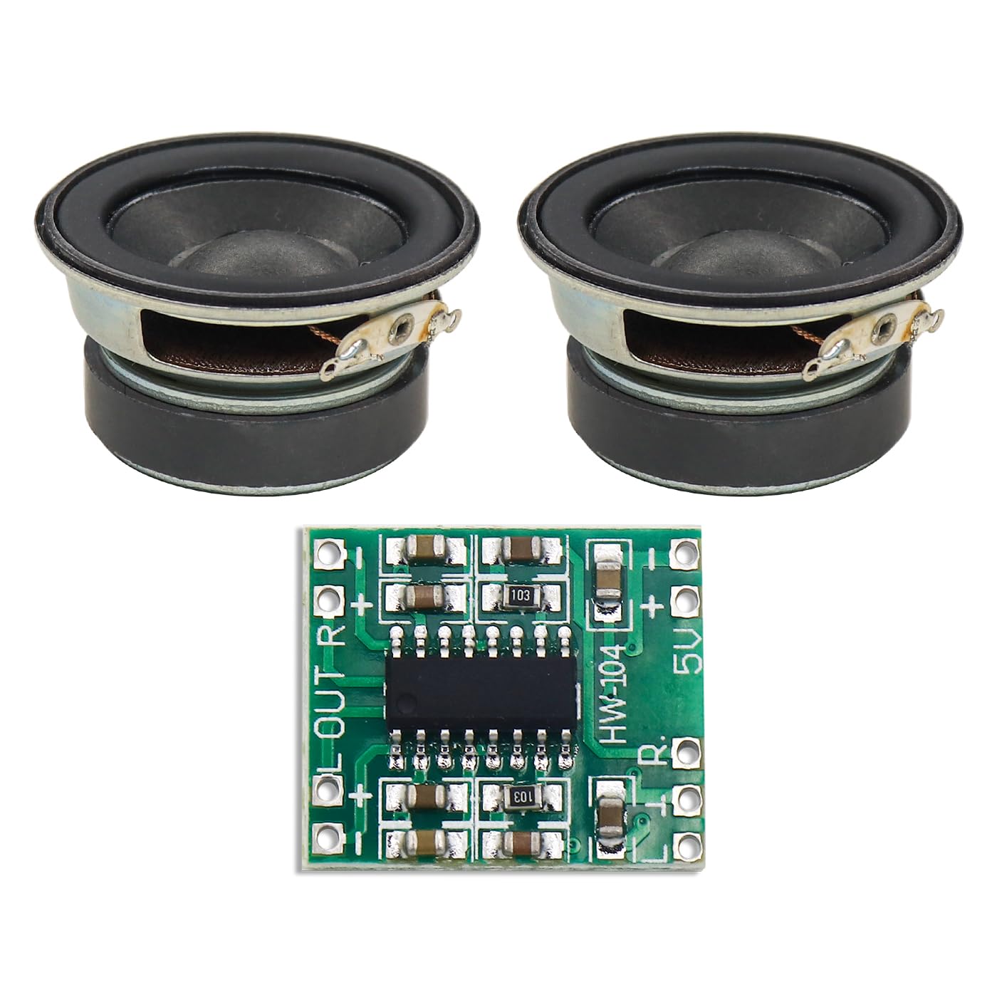 Electronic Spices Combo of Mini 3Watt Speaker 4ohm Speaker with PAM8403 Mini 2 Channel 3W Stereo Class D Audio Power Amplifier Module Board