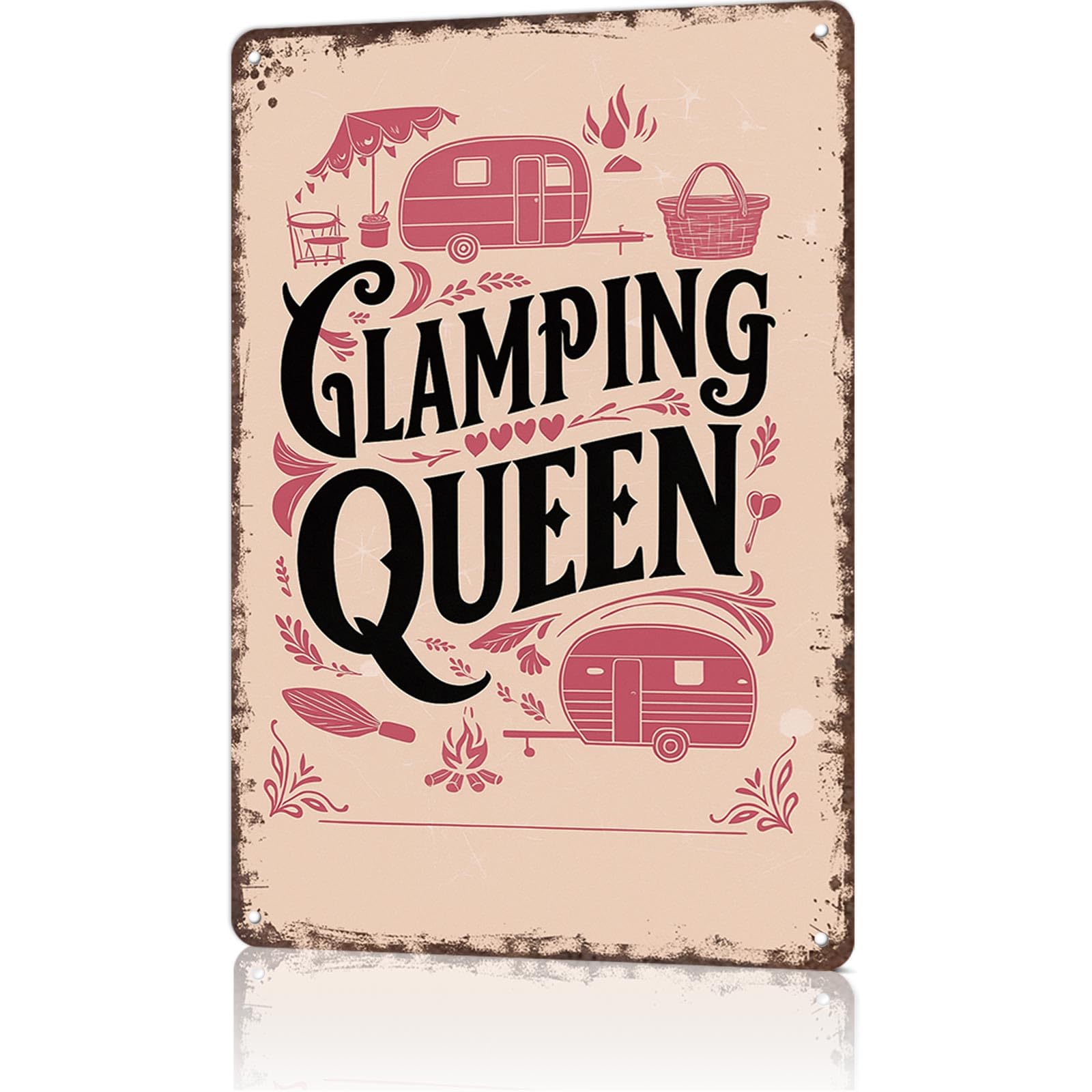 Funny Vintage Metal Signs Glamping Queen Elegant Beauty-Tin Sign Poster 8x1