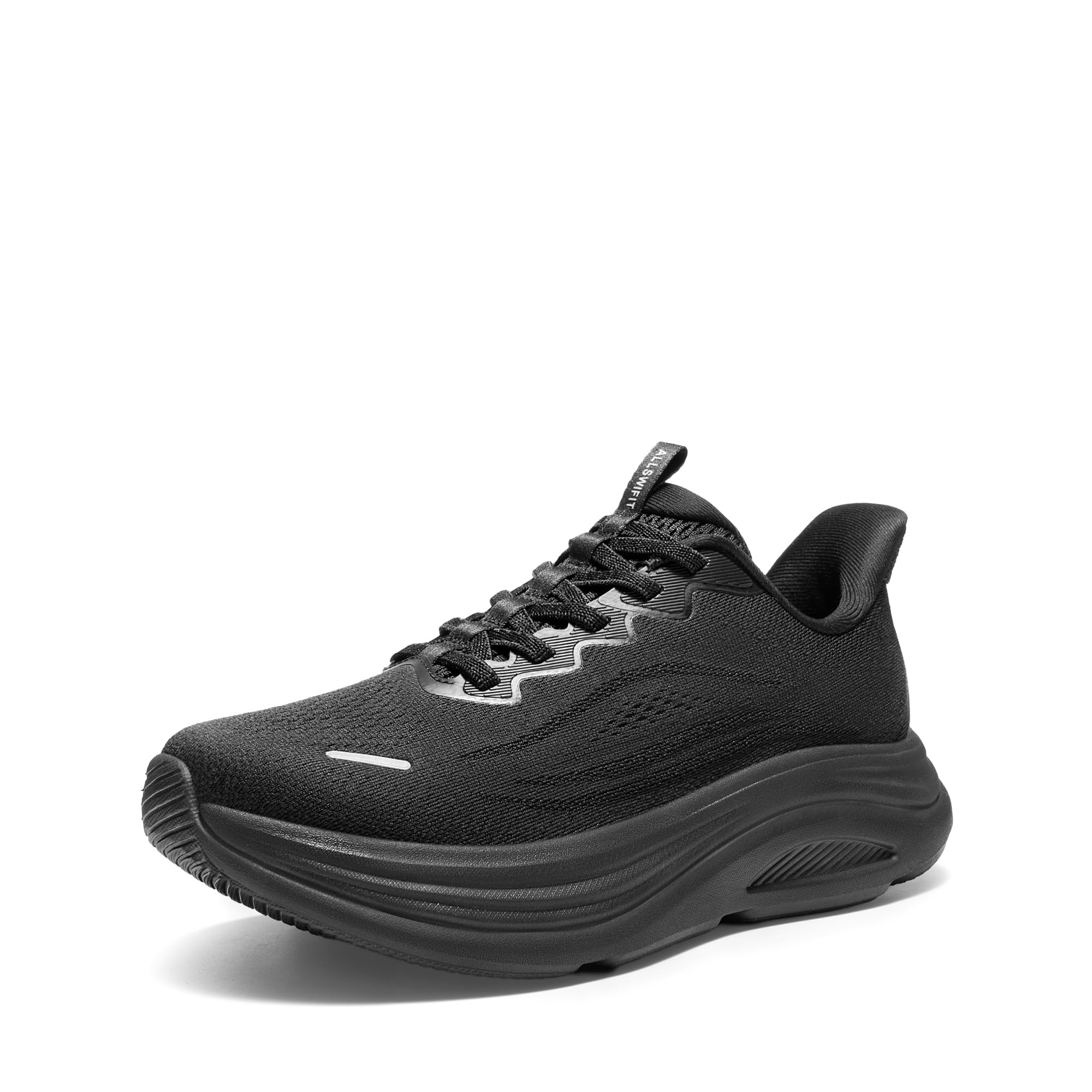 ALLSWIFIT Women's Slip On Walking Shoes Hands-Free Cushion Running Tennis Comfortable Arch Support Gym Workout Athletic Fashion Sneakers StediCloud 6 All Black