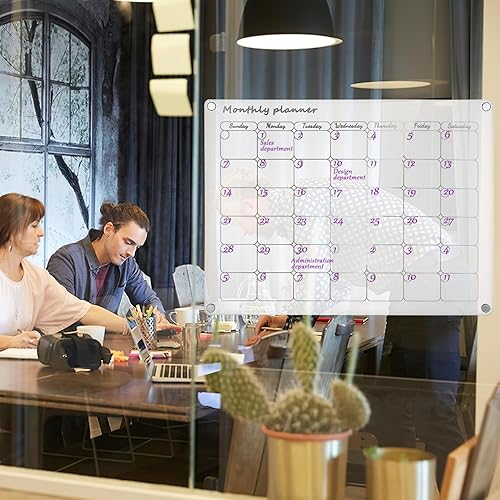 Miniatura 5 de NUOBESTY Tabla de calendario para nevera, 2 unidades, calendario magnético transparente para refrigerador, pizarra blanca semanal con marcadores,