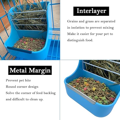 Miniatura 3 de Mcgogo Cuenco de comida para conejos, cuenco de comida para conejillos de indias, dispensador automático 2 en 1 colgante para animales pequeños,