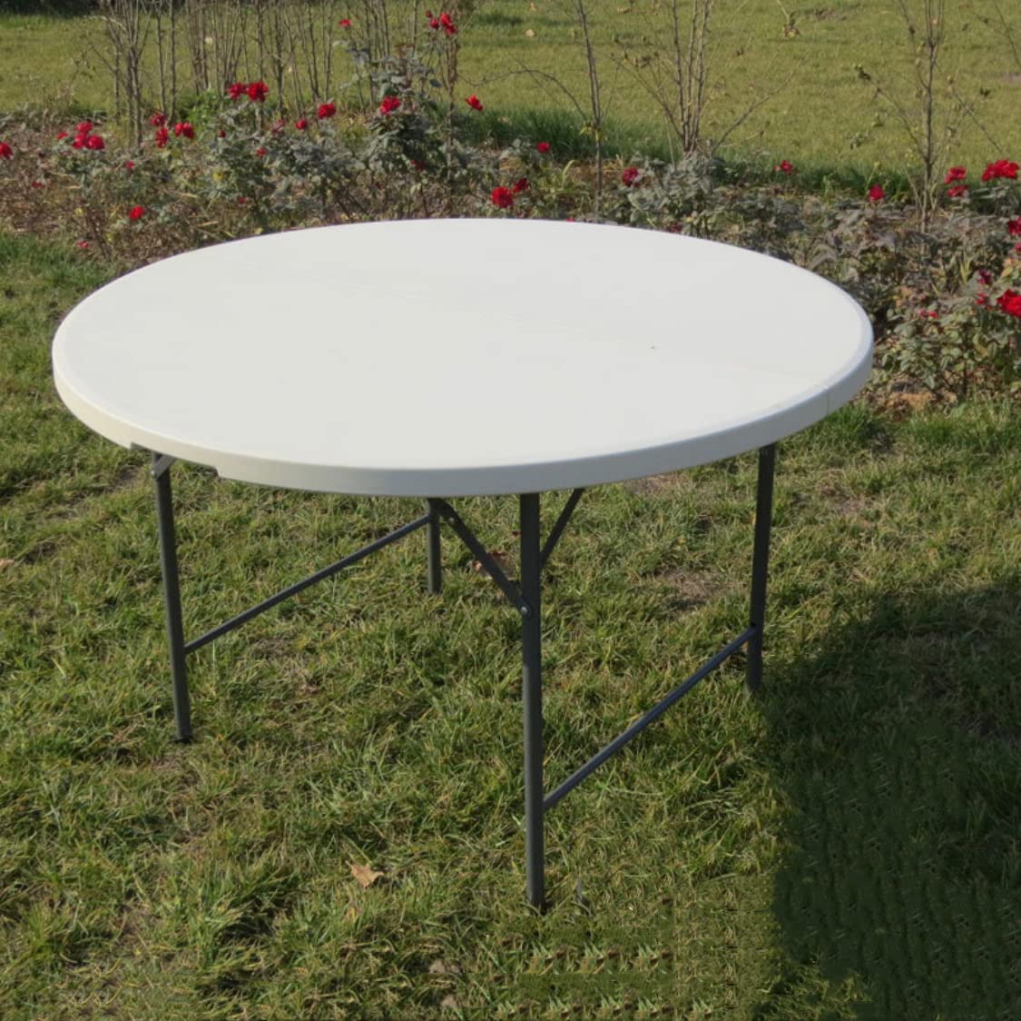 48'' Portable Round Bi-Fold Granite White Plastic Folding Camping Tables,Foldable Lightweight Table,for Picnic,Garden,Party,Beach..