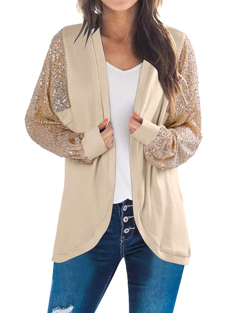 Sequin Cardigans for Women Sparkly New Year Tops Open Front