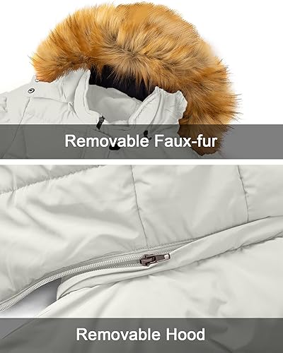 Miniatura 4 de Szory - Abrigo de invierno con bolsillos de plumón para mujer con capucha de piel extraíble