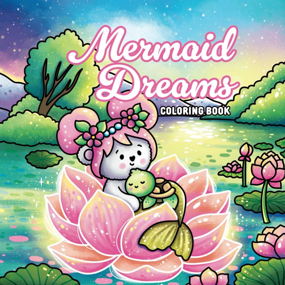 Mermaid Dreams Coloring Book: A Magical Collection of Hand-Drawn Pages Featuring Adorable Fuzzy Animal Mermaids