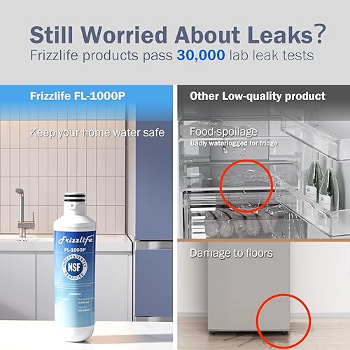 Miniatura 4 de Frizzlife Filtro de agua para refrigerador LT1000P para LG LT1000PPCPCS, ADQ74793501, ADQ75795105, AGF80300704, certificado NSF para la marca