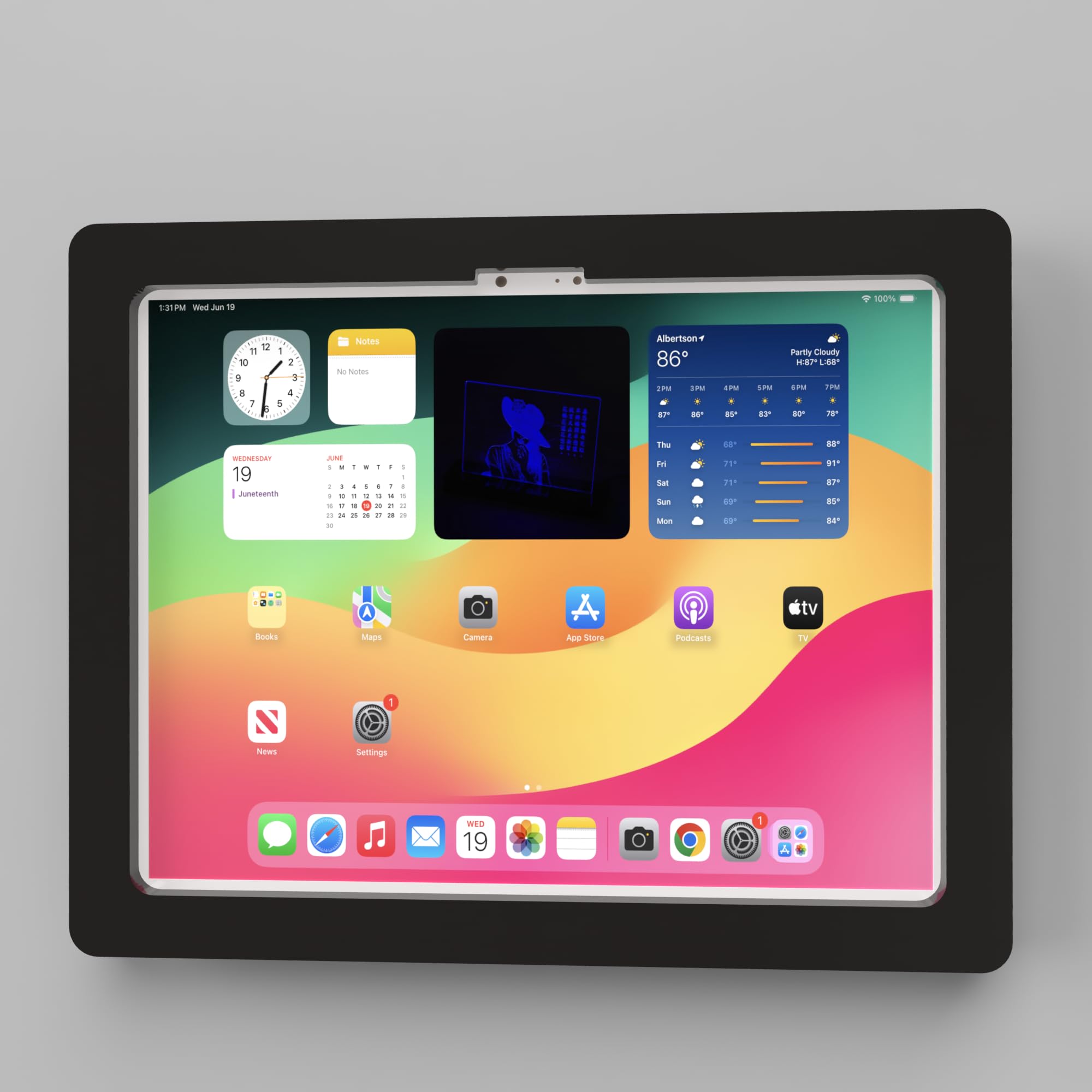 Enclosure VESA antifurto in acrilico per Apple iPad Pro 11" 2024 (5a generazione) con kit di montaggio a parete gratuito e cavo USB C ad angolo di 90 gradi (iPad Pro 11 2024, nero)