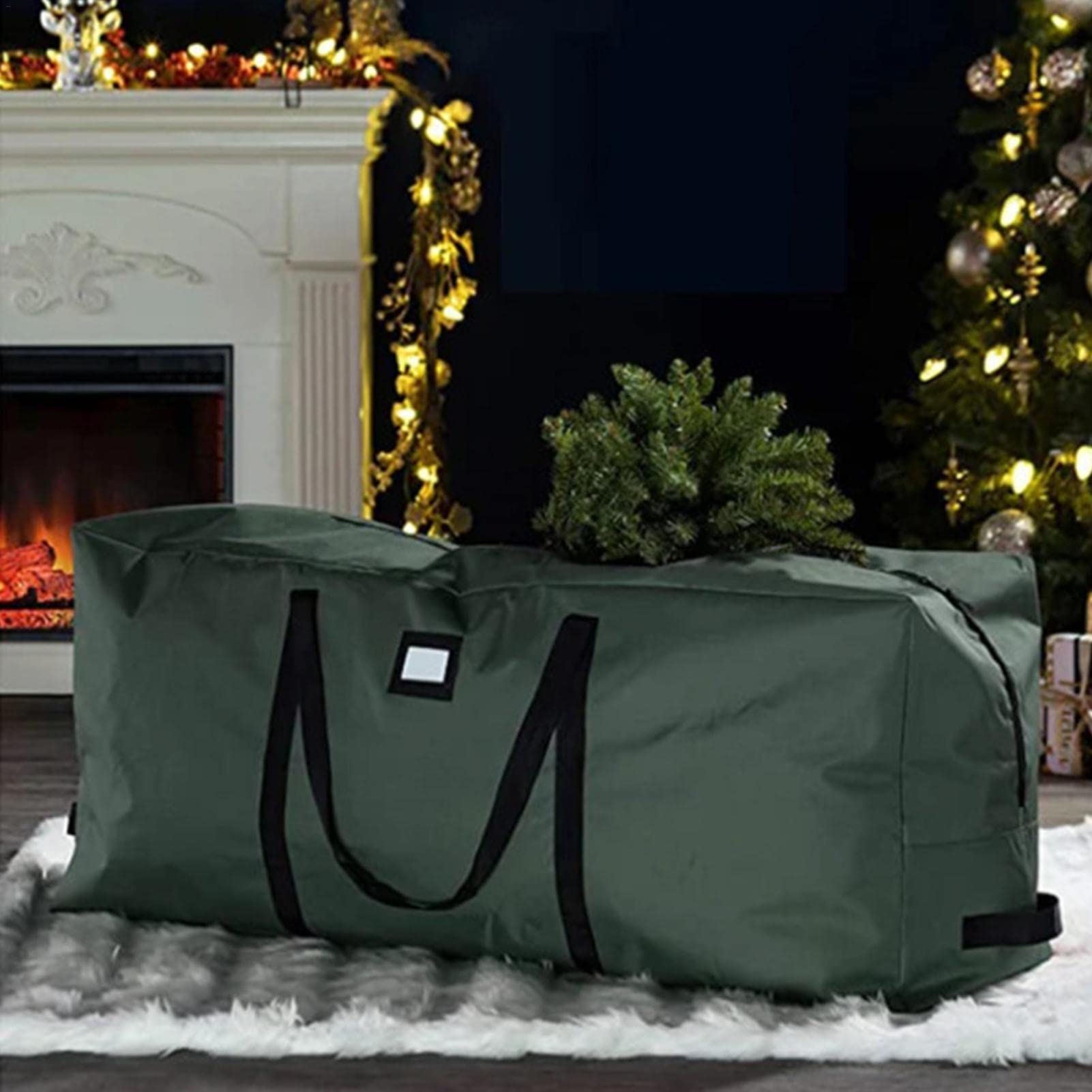 Pleayietoopiatiey Waterdichte Stof Kerstboom Opbergtas Outdoor Tassen Zwart 122x38x51 cm