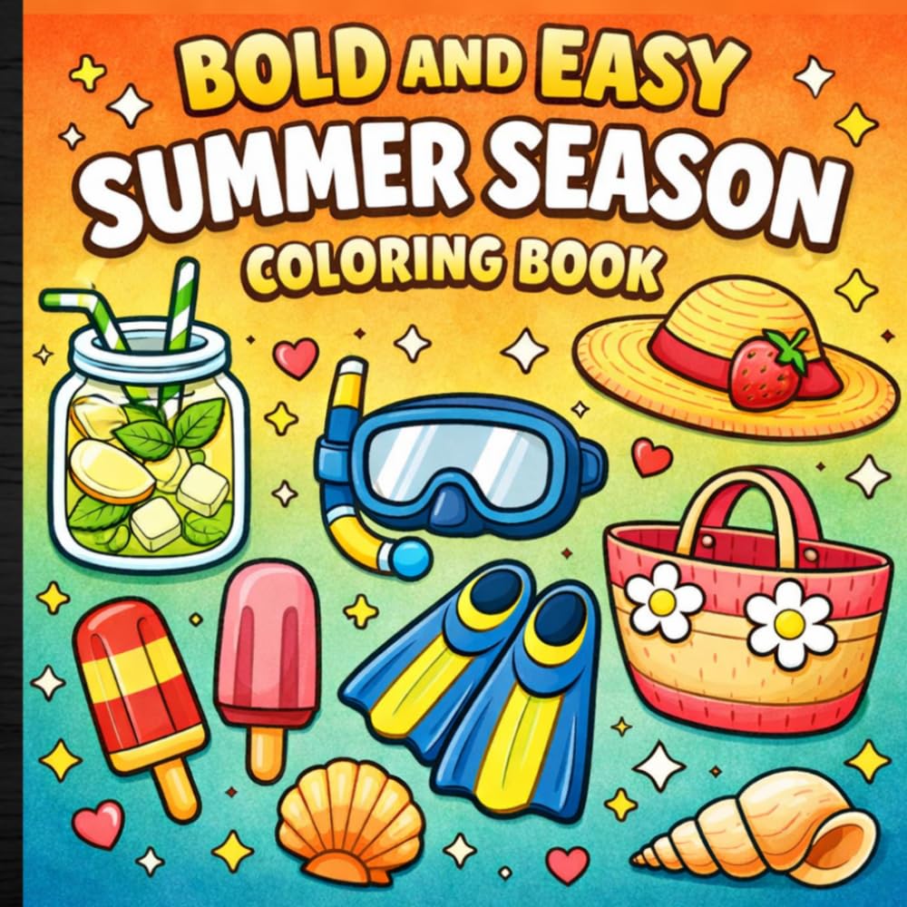 Bold and Easy Summer Season Coloring Book: Calm and Joyful Designs for Everyday Creativity.