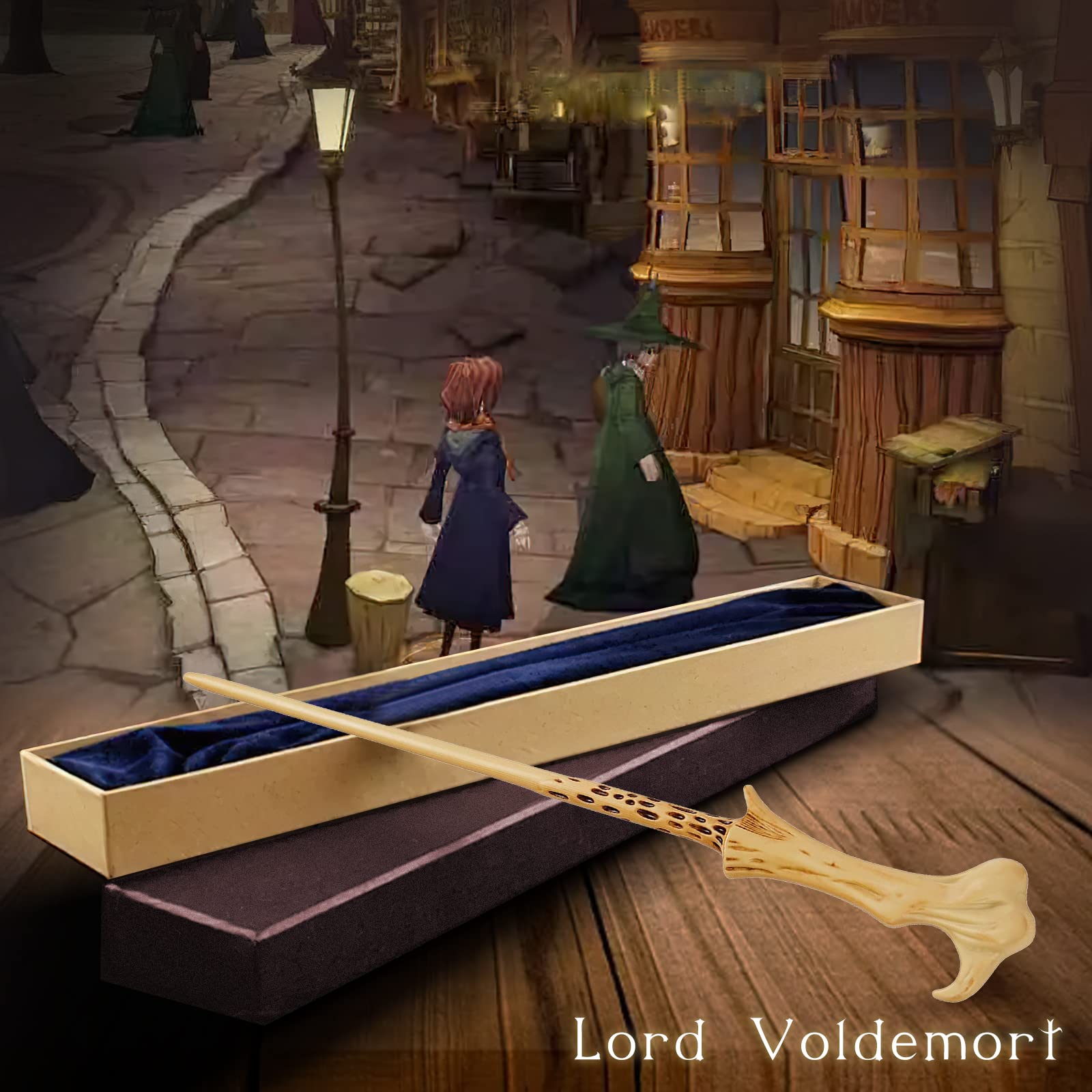 Baguette Magique Lumineuse Voldemort - 37 Cm, 5 Couleurs, Rechargeable USB - Coffret Cadeau Avec Ticket