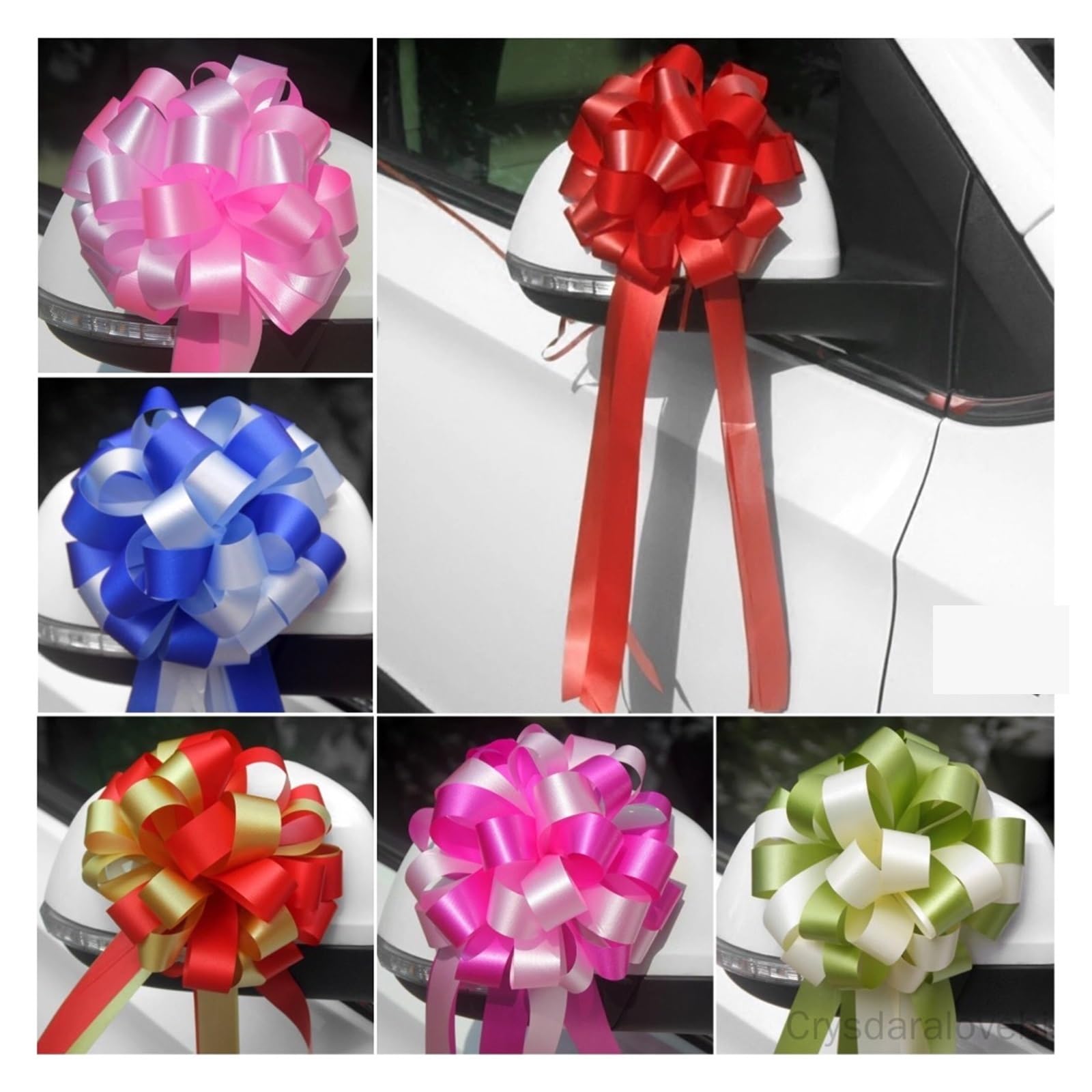 3 uds Dos Tonos 3x110cm Lazo Grande Flores de Cinta for Fiesta Boda Silla Lazos decoración del Coche para decoración(Pink)