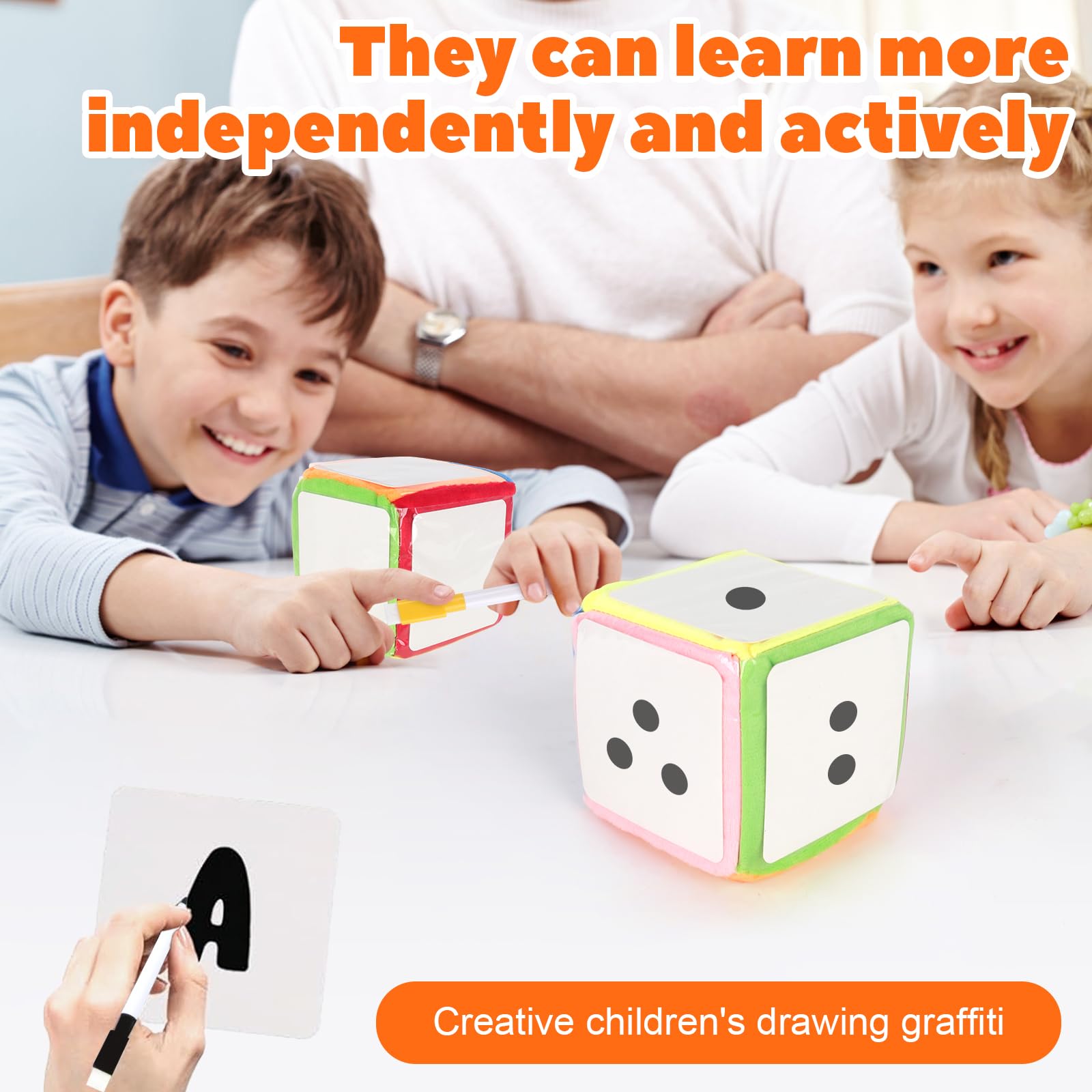 2 Pezzi Dadi Tascabili, 10 CM Cubi Con Tasche Con 50 Carte Vuote, Dadi Con Tasca Trasparente, Insegnante Cubi Di Apprendimento, Per Asilo, Scuola Materna, Apprendimento Precoce, Scuola Materna