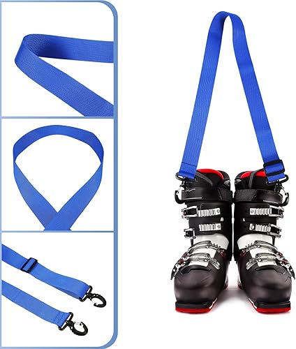 Miniatura 3 de PEUTIER 2 correas para botas de esquí con hebillas de 360, correas ajustables para patinaje de esquí, correa de hombro para llevar esquí