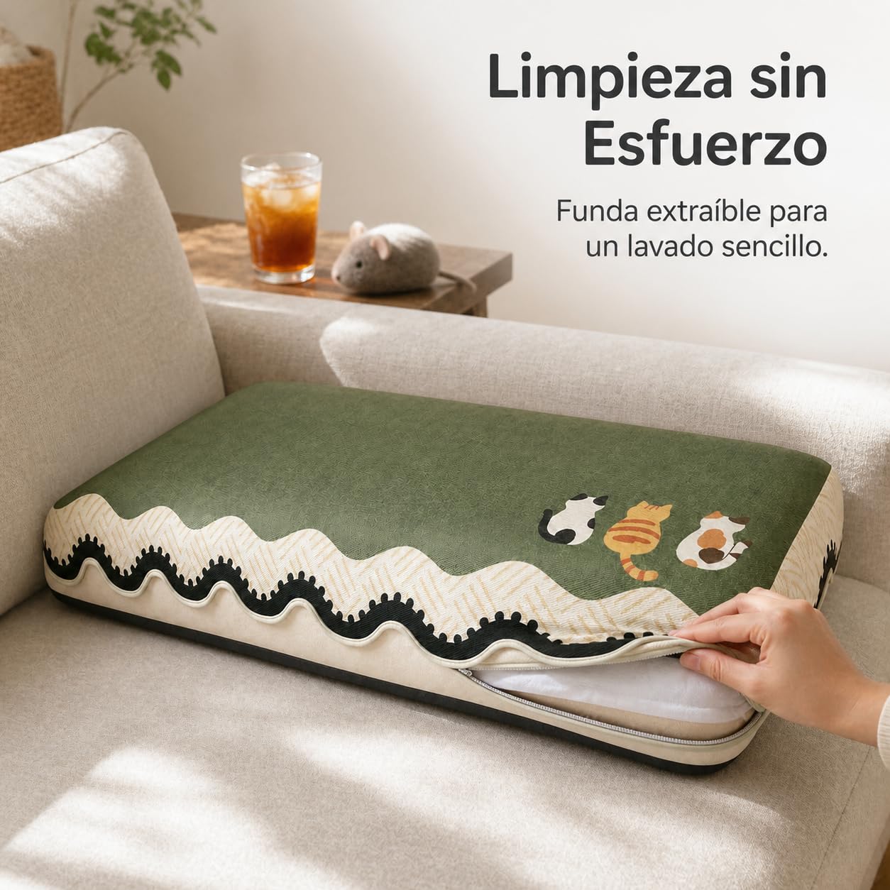 Coussin Canapé Rafraîchissant Lavable, 90x120cm | Fibre soie rafraîchissante, lavable en machine, sécurité A, bords liés, pour la famille, pour sofa