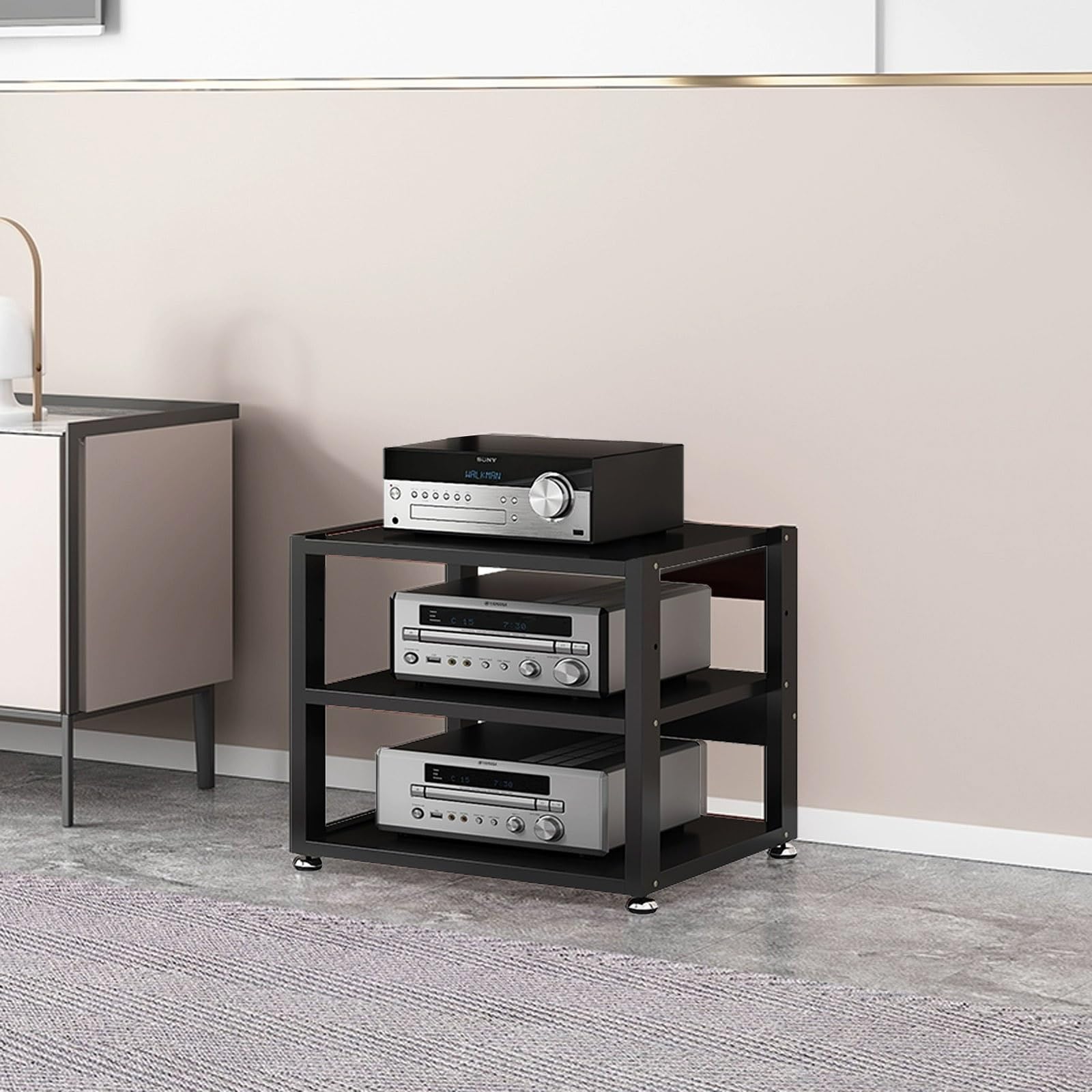 Dormitorio DVD Parlantes estantes, moderno Estante Almacenamiento Componentes Estéreo, Gabinete Almacenamiento Medios, multicapa Estantes Audio Video, sala de estar almacenamiento medios gabinete.