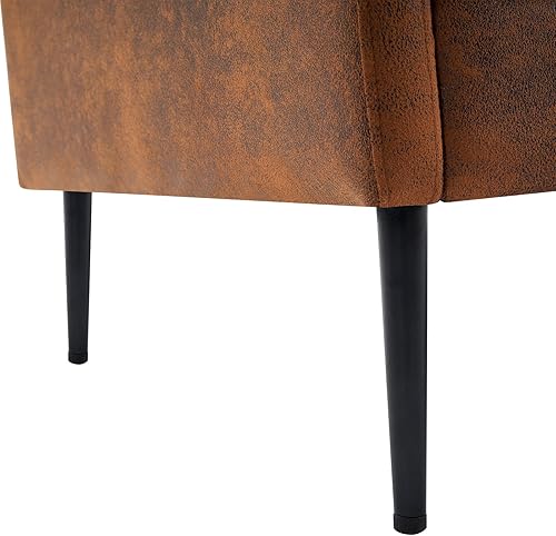 Miniatura 8 de Sofá biplaza tapizado de mediados de siglo para sala de estar, sofá biplaza con 2 almohadas y patas de hierro, sofá de 2 plazas para espacios