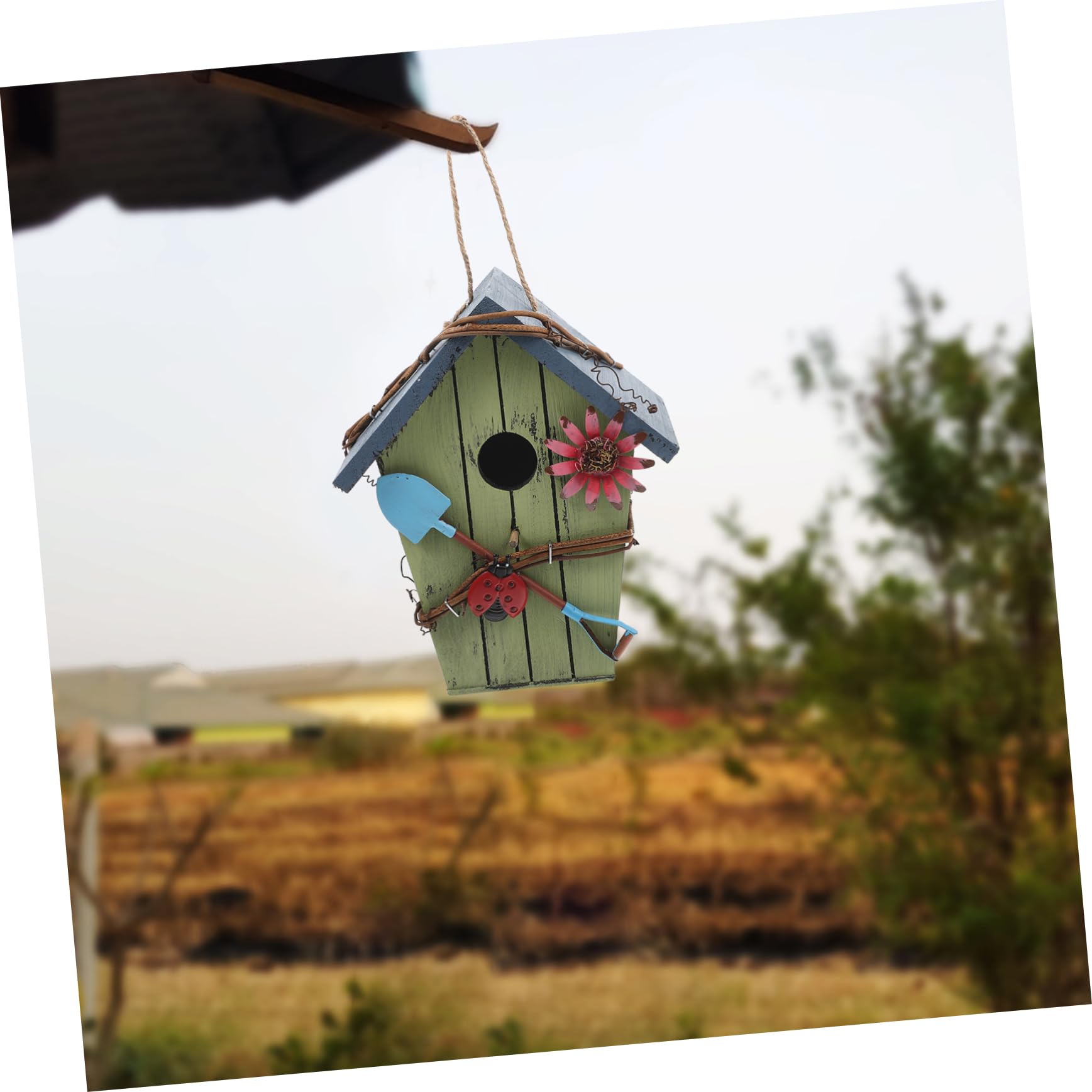 TOYANDONA Casetta per Uccelli in Legno a Forma di Casa, 2 Pezzi | Pappagalli e Uccelli Gialli, Uso Interno e Outdoor, Decorazione Artigianale Sospesa