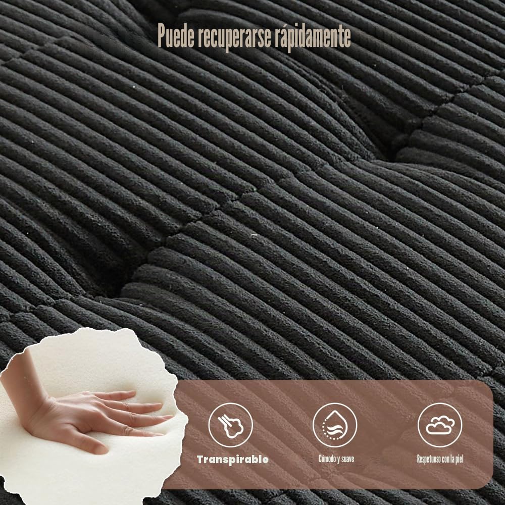 Sofá modular ergonómico de 6 plazas de 308 cm, sofá esquinero moderno con bolsillos de almacenamiento, flexible como sofá en U/en L/cama, tejido de pana para salón o apartamento, color negro