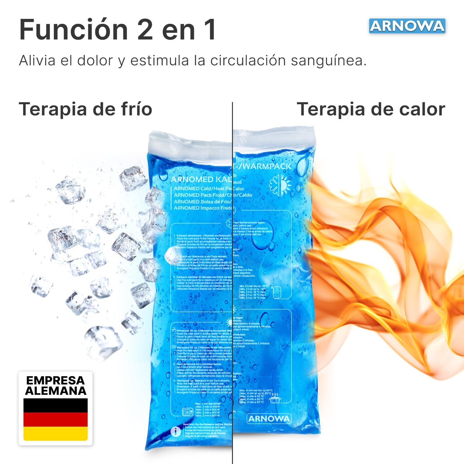 2x Compresas frías de gel reutilizables ARNOMED® 12x29cm, compresas frías y calientes reutilizables y aptas para microondas, almohadillas frías de gel, compresas frías, almohadillas frías