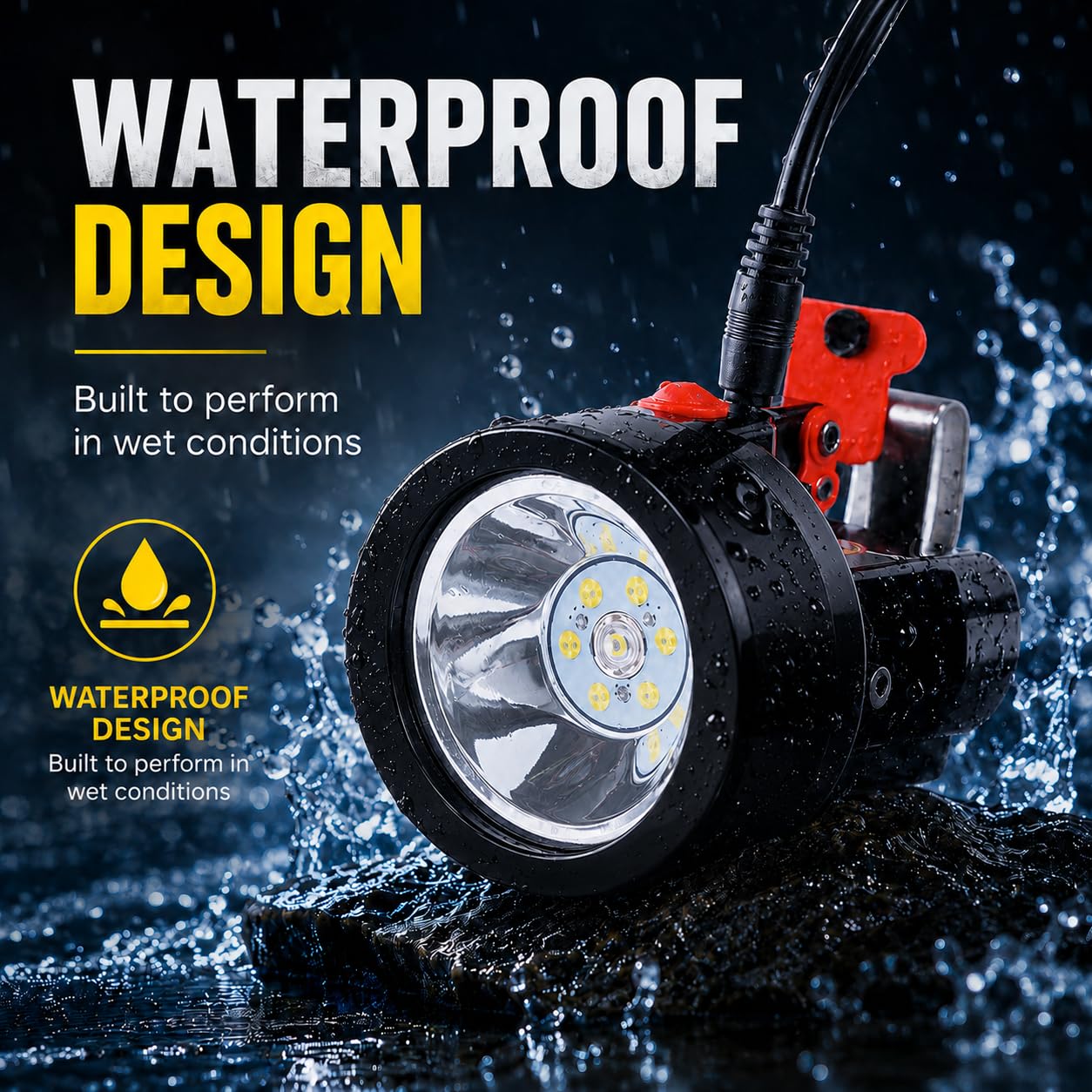 Lampe frontale LED étanche anti-explosion rechargeable KL2.8LM pour mineur de charbon, lampe frontale de chasse (rouge)
