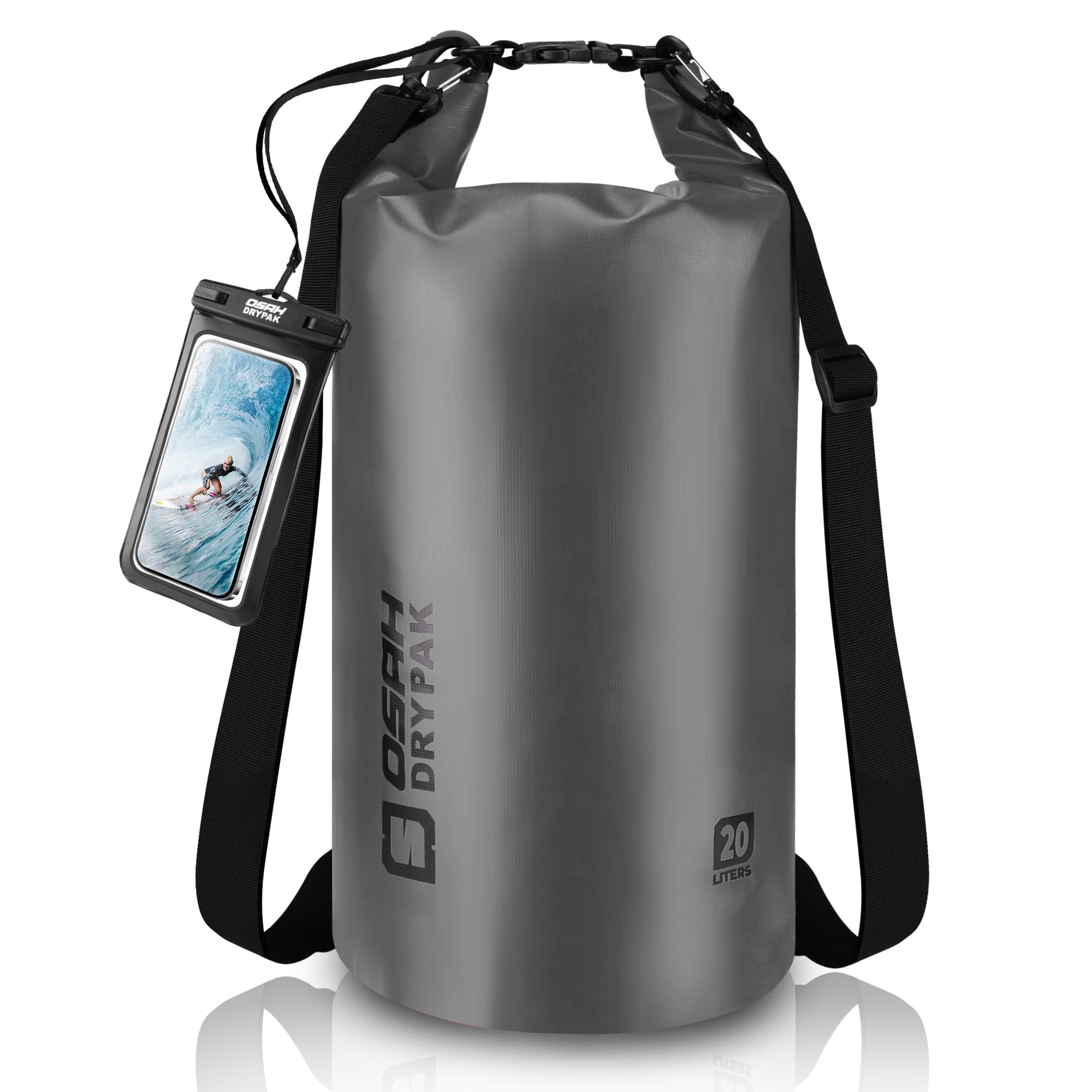 OSAH DRYPAK Dry Bag wasserdichte Tasche 5L/10L/20L/30L/40L Drybag Rucksack Wasserdicht Beutel mit Schultergurt und Wasserfester Handyhülle für Wassersport, Kajakfahren, Bootfahren, Camping
