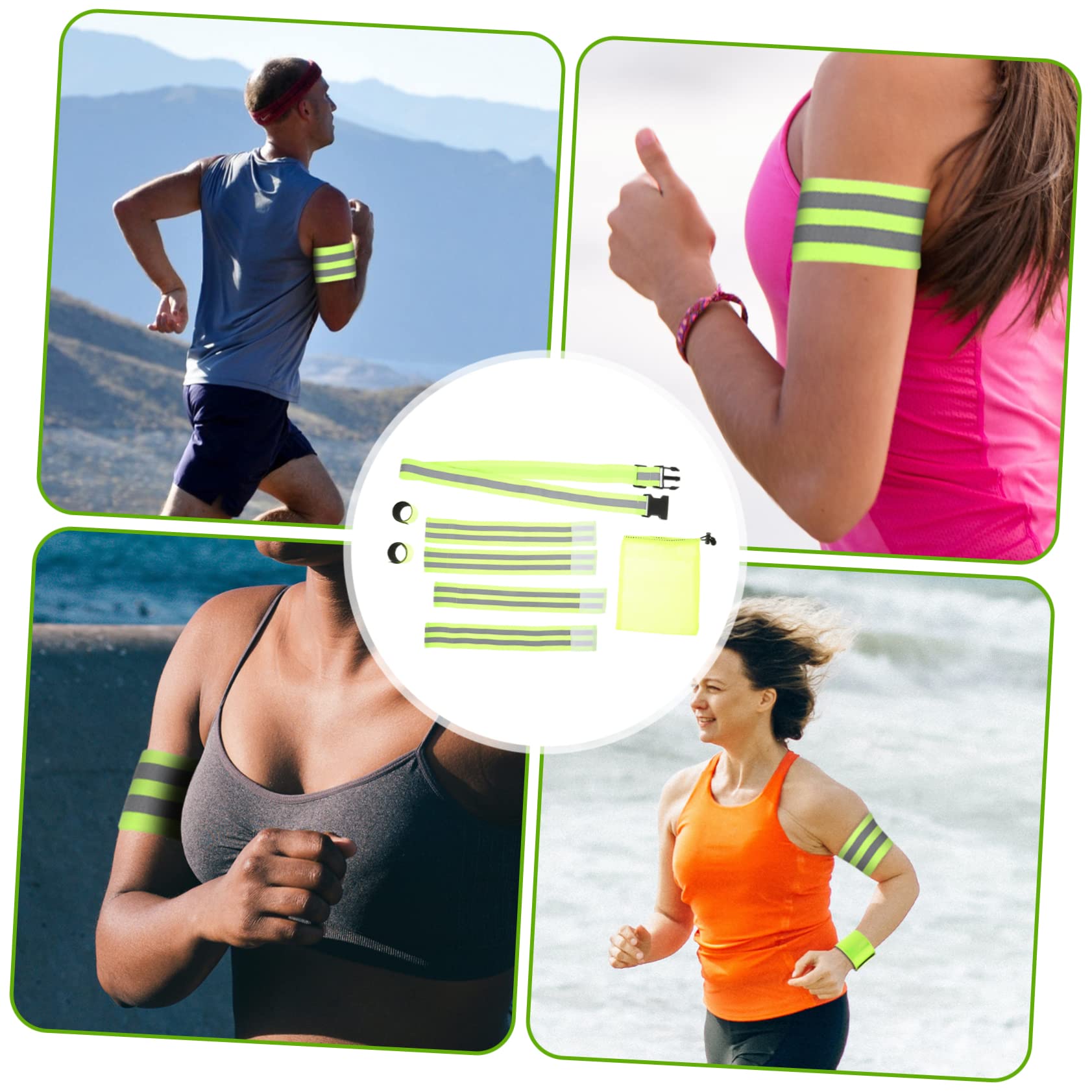 HANABASS Fasce Riflettenti per Corsa Notturna Cintura Bracciali Sicurezza per Jogging e Materiale e visibilità