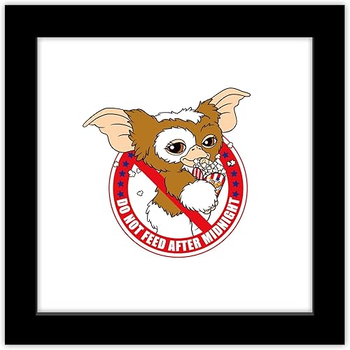 Trends International Gallery Pops Gremlins - Arte de pared Don't Feed After Midnight, versión enmarcada negra, 12 x 12 pulgadas