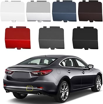 TOPUS Rear Bumper Tow Hook Cover for Mazda 6 Atenza 2013 2014 2015 2016 2017 Towing Eye Cap Trailer Hitch Cover GJR9-50-EL1-51 GJR9-50-EK1-51Silver, Right Passenger Side