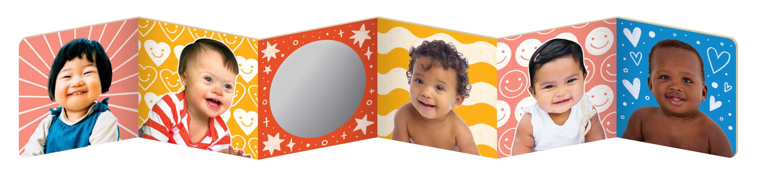Baby Faces (a Tummy Time, High Contrast, Accordian Board Book with Mirror for Infants): Includes a Mirror and High Contrast Patterns Fold-Out Accordion Book