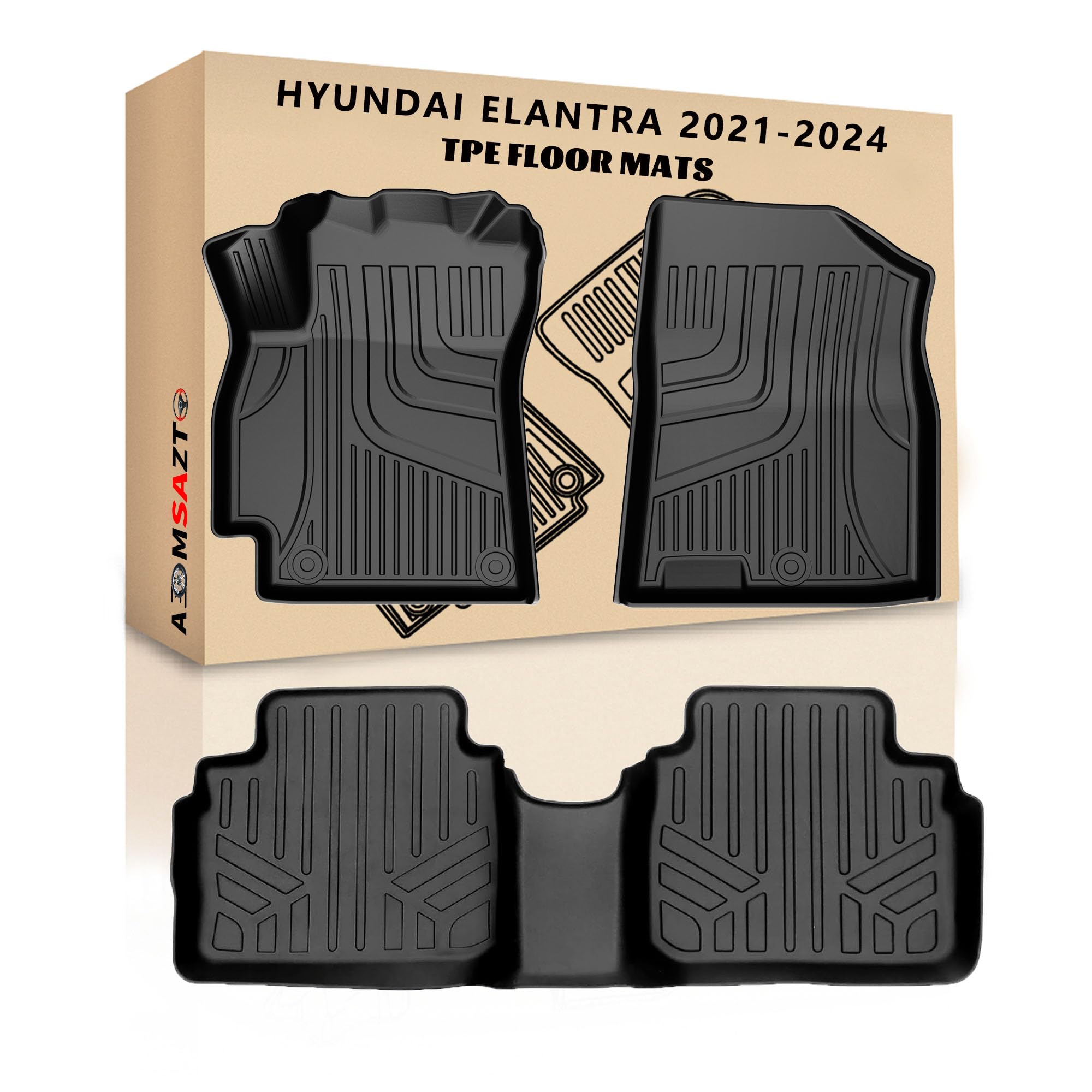 AOMSAZTO Floor Mats Compatible with 2021 2022 2023 2024 Hyundai Elantra