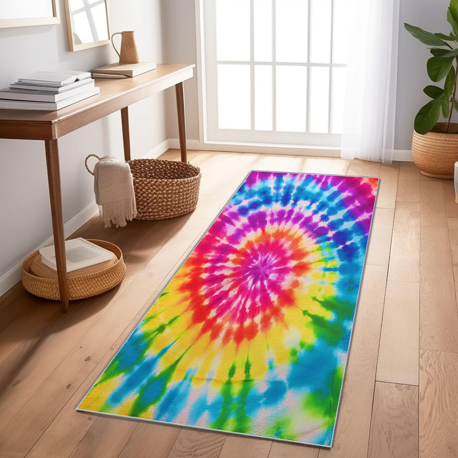 Tapis de couloir style bohème aux motifs tourbillonnants artistiques