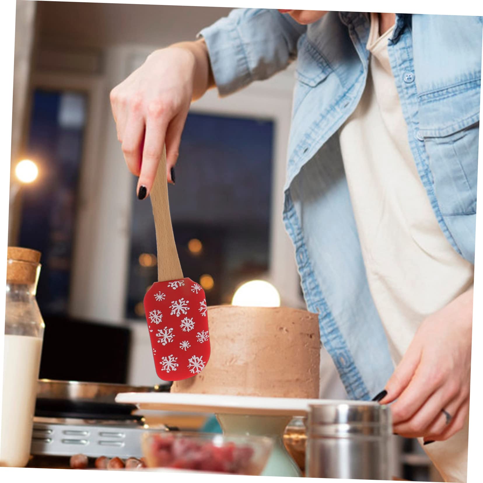 ABOOFAN Lot de 4 Spatules en Silicone à Crème Design Ergonomique et Bords Lisses, Ustensiles de Pâtisserie Adorables pour Cuisson et Décoration de Noël Couleur Aléatoire